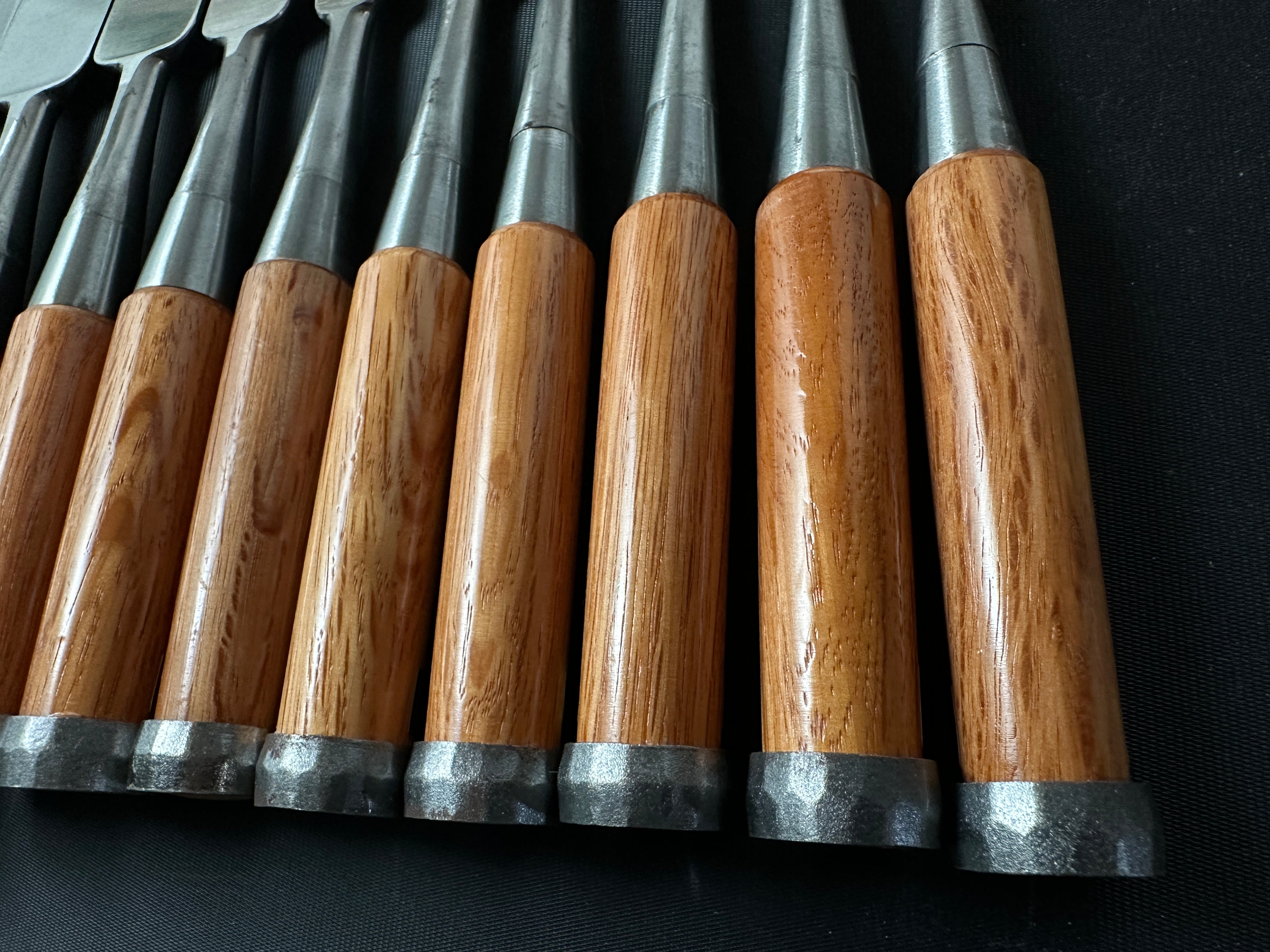 Old stock #3 Wholesaler stamp Mitsukuni Sukemaru 4th High-Speed Steel Bench chisels set 掘出し物 四代助丸 問屋銘 ハイス鋼追入組鑿 Oirenomi