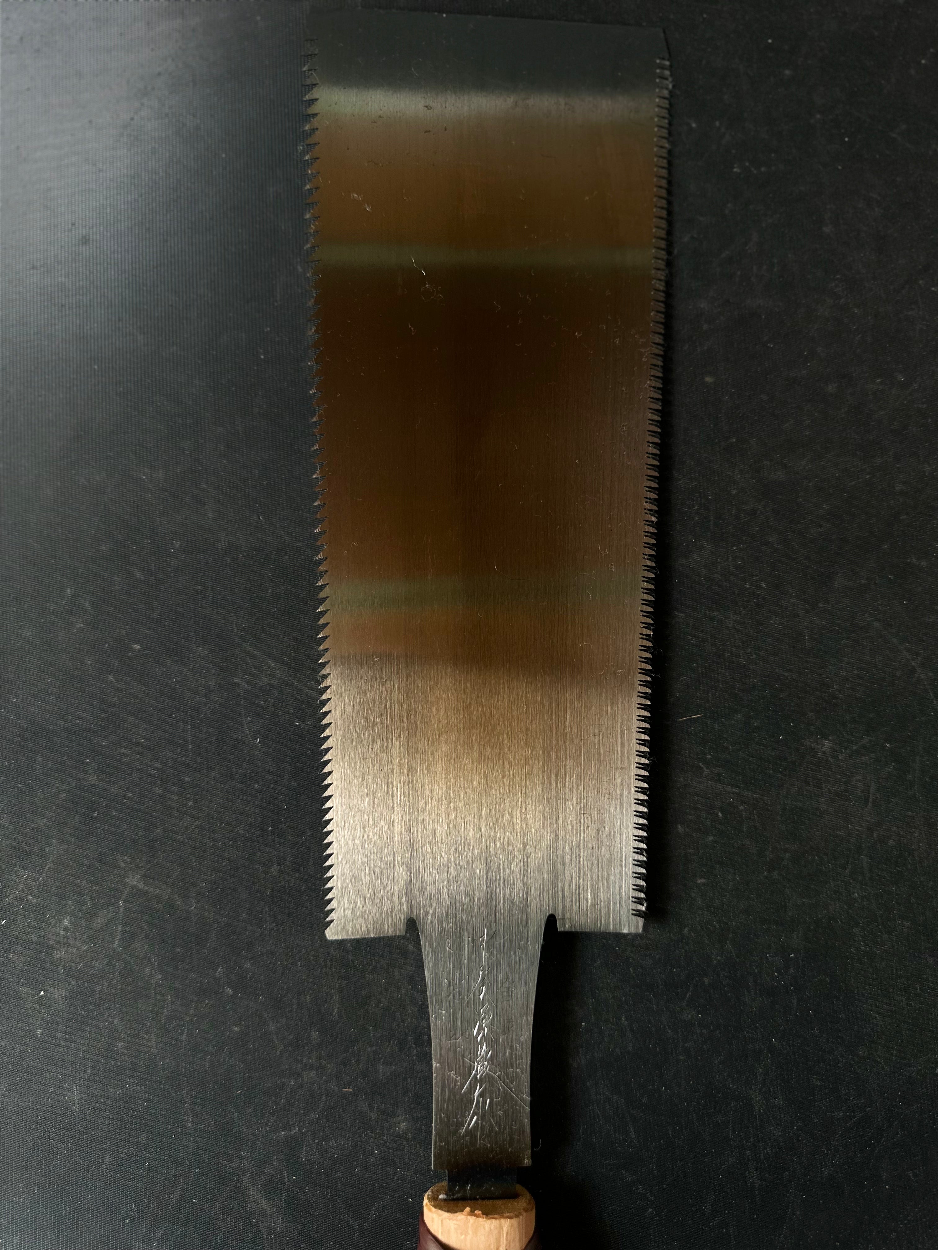 #R5 Ready to use! Old stock Double Edge (Ryoba) Saw with Eddy Type Handles set by Kurashige 直ぐ使い 倉重栄助氏目立 渦巻き柄 両刃鋸 300mm