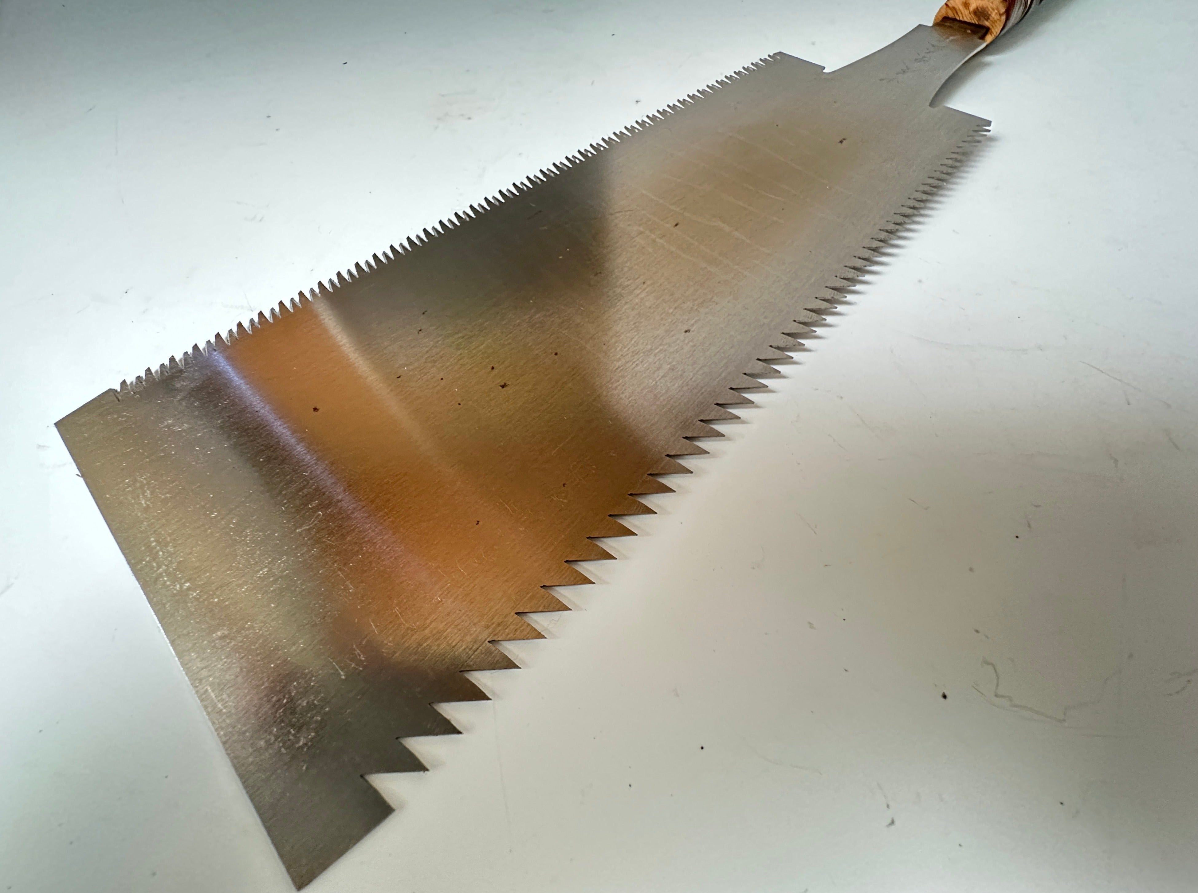 #R17 Ready to use! Old stock Double Edge (Genzo) Saw with Eddy Type Handles set by Kurashige 直ぐ使い 倉重栄助 目立 渦巻き柄 両刃鋸 300mm