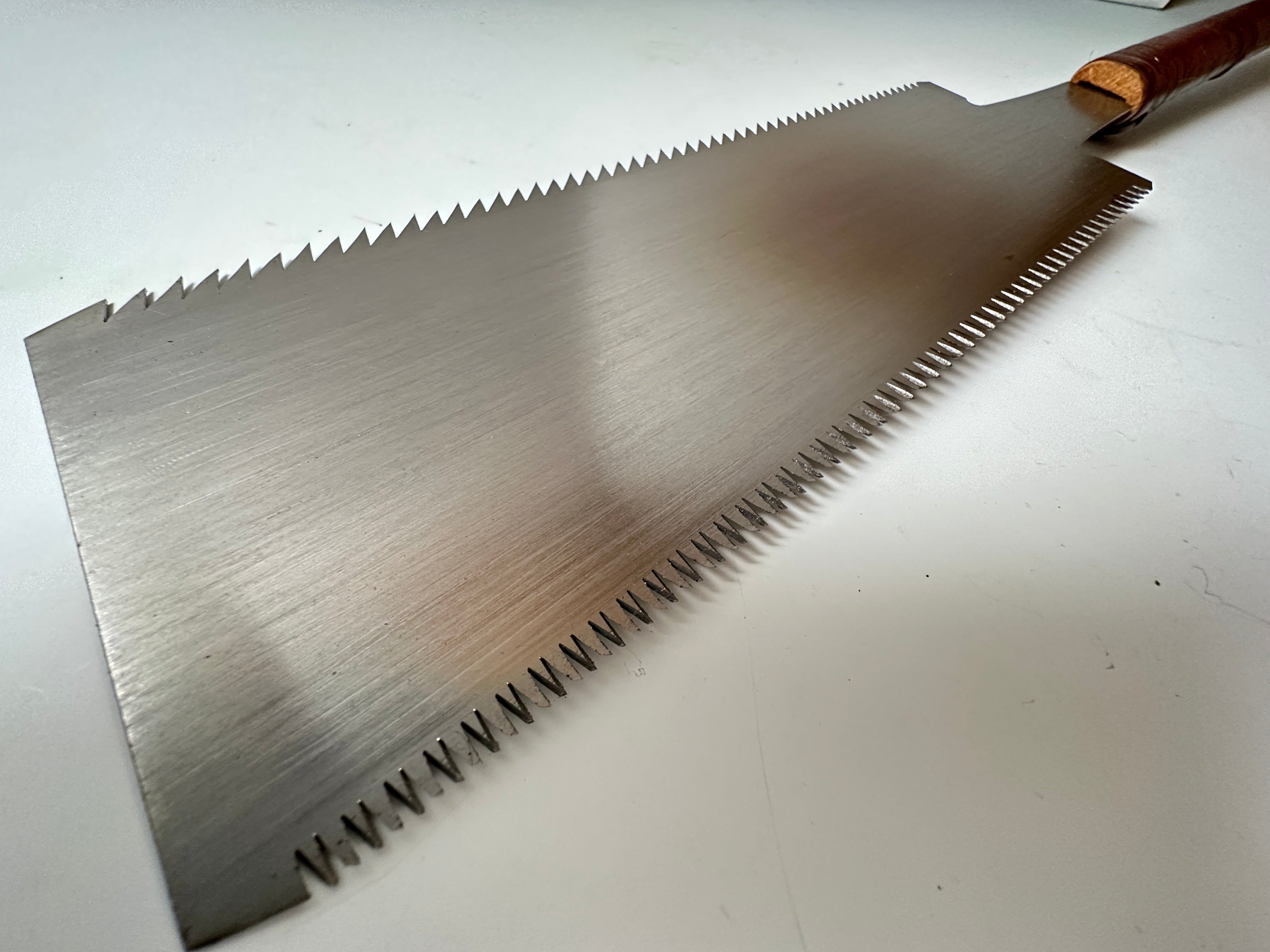 #R17 Ready to use! Old stock Double Edge (Genzo) Saw with Eddy Type Handles set by Kurashige 直ぐ使い 倉重栄助 目立 渦巻き柄 両刃鋸 300mm