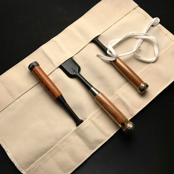 Chisel and Tool Roll Cloth Bag For Timber chisels  鑿巻き 叩き鑿用 布製