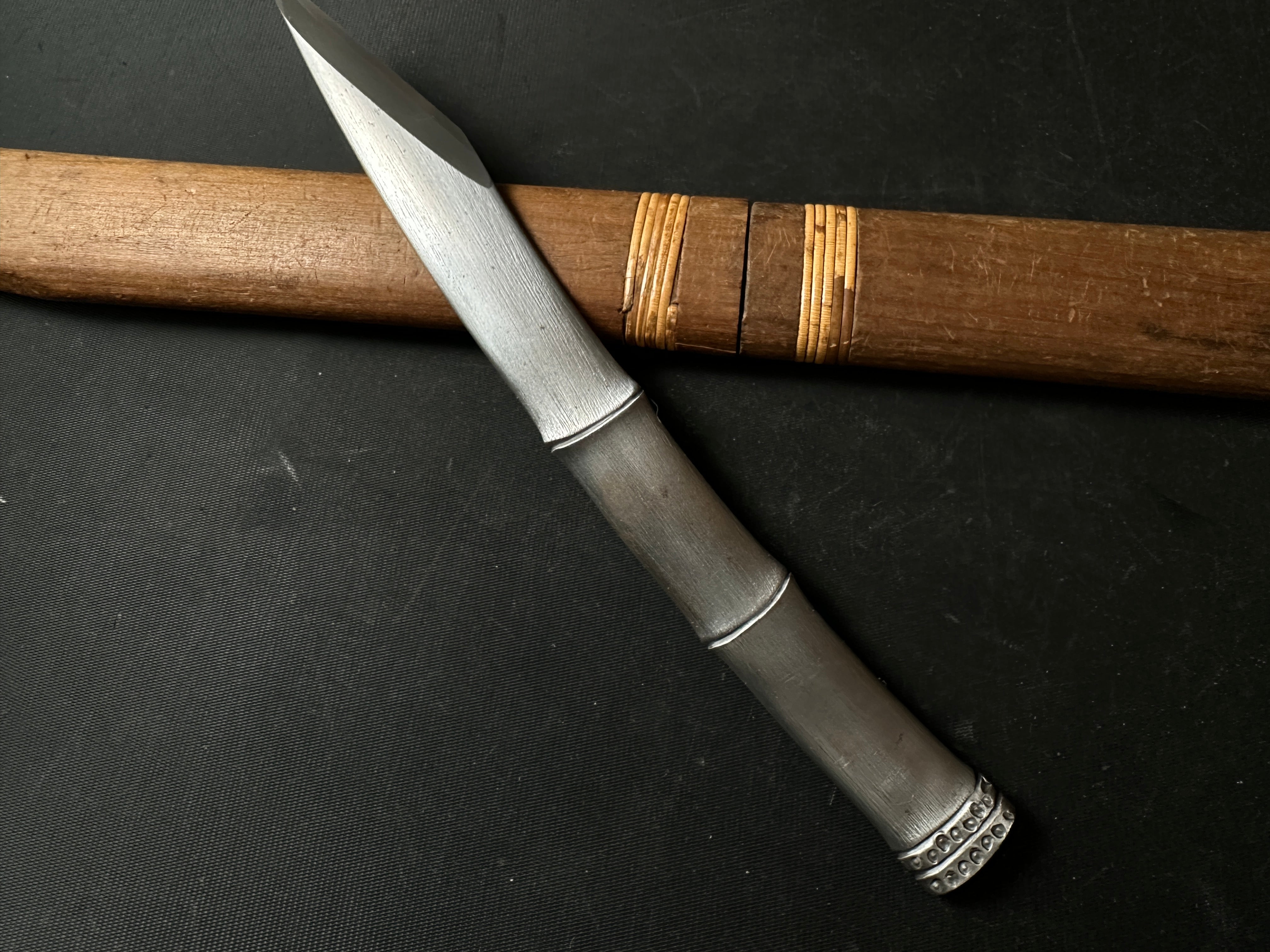 古株 #2 竹切り出し包丁 国慶作 3代目 右利き 掘り出し物 三代目国慶作 竹節 切出し小刀 21mm 右