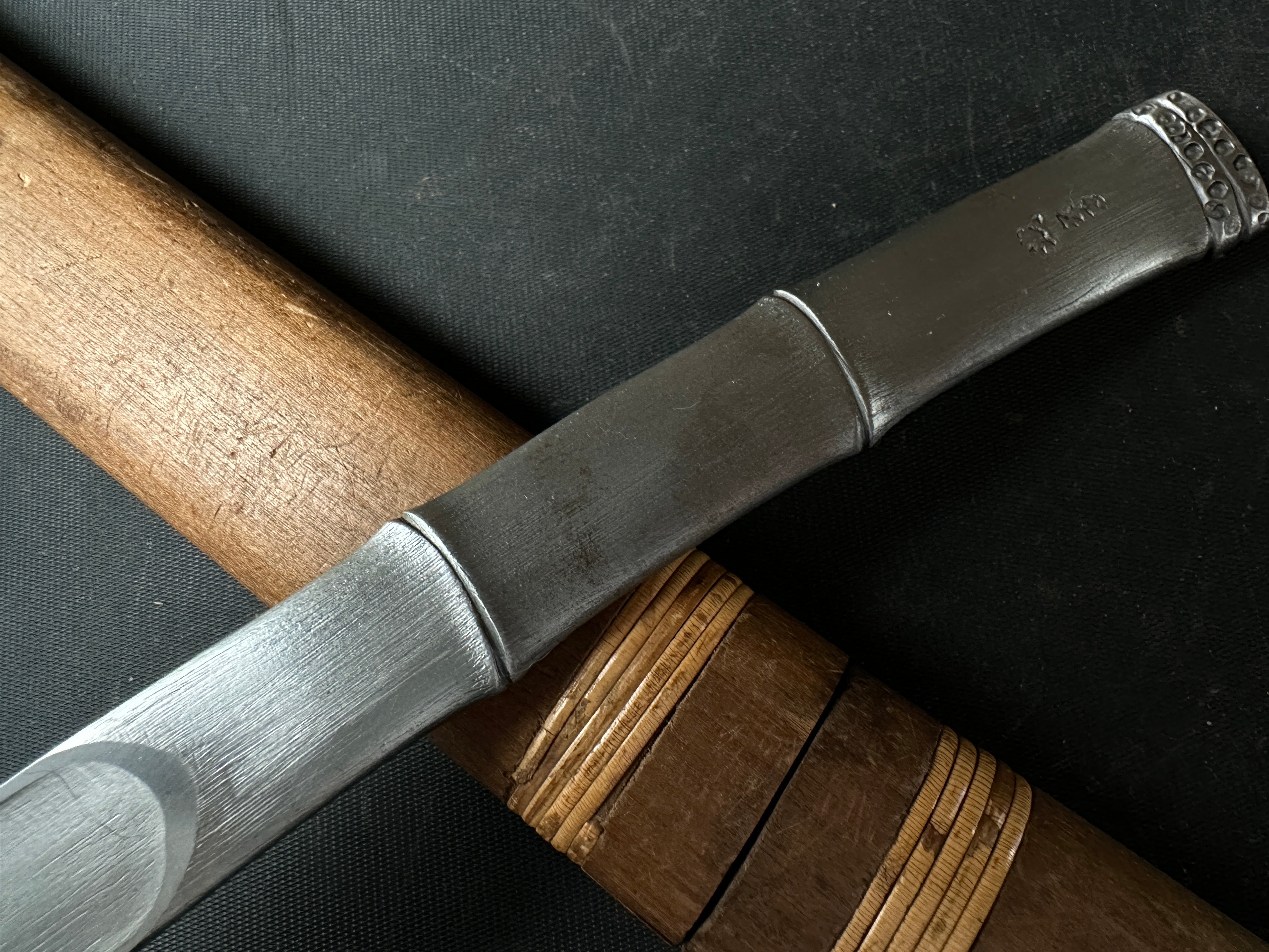 古株 #2 竹切り出し包丁 国慶作 3代目 右利き 掘り出し物 三代目国慶作 竹節 切出し小刀 21mm 右