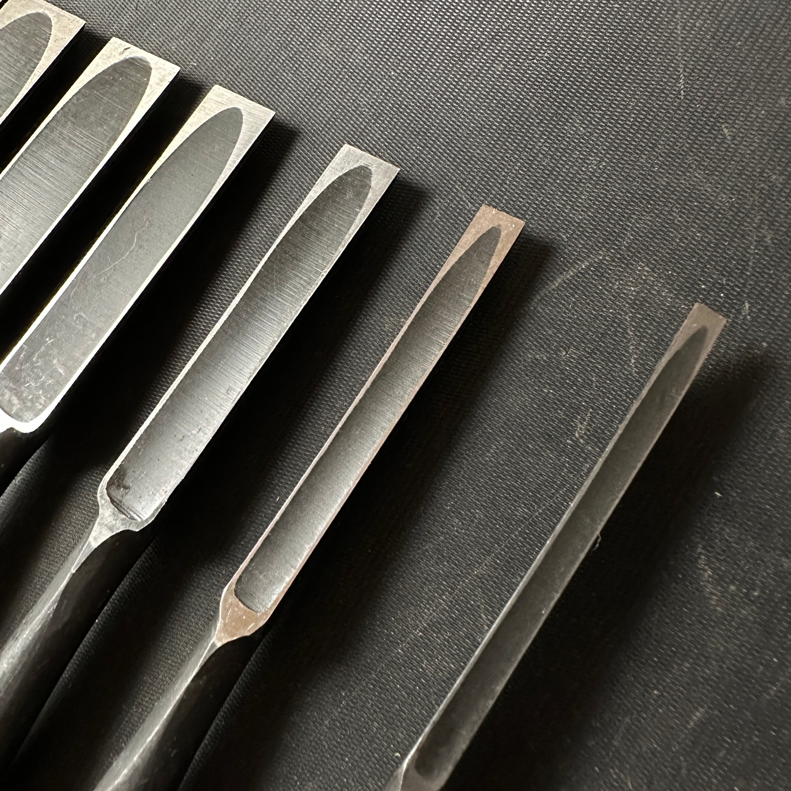 Sukemaru Bench chisels set #2 by Usui Yoshio with Cassia siamea handle 四代助丸 碓氷淑郎 追入組鑿 タガヤサン柄 Oirenomi