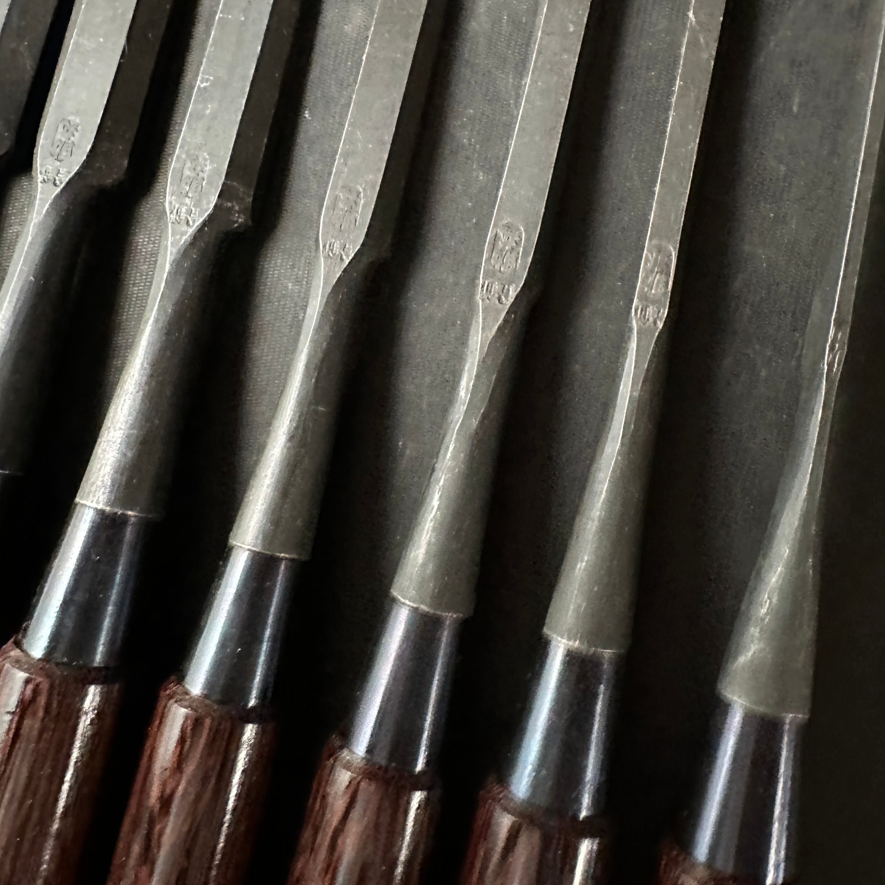 Sukemaru Bench chisels set #2 by Usui Yoshio with Cassia siamea handle 四代助丸 碓氷淑郎 追入組鑿 タガヤサン柄 Oirenomi