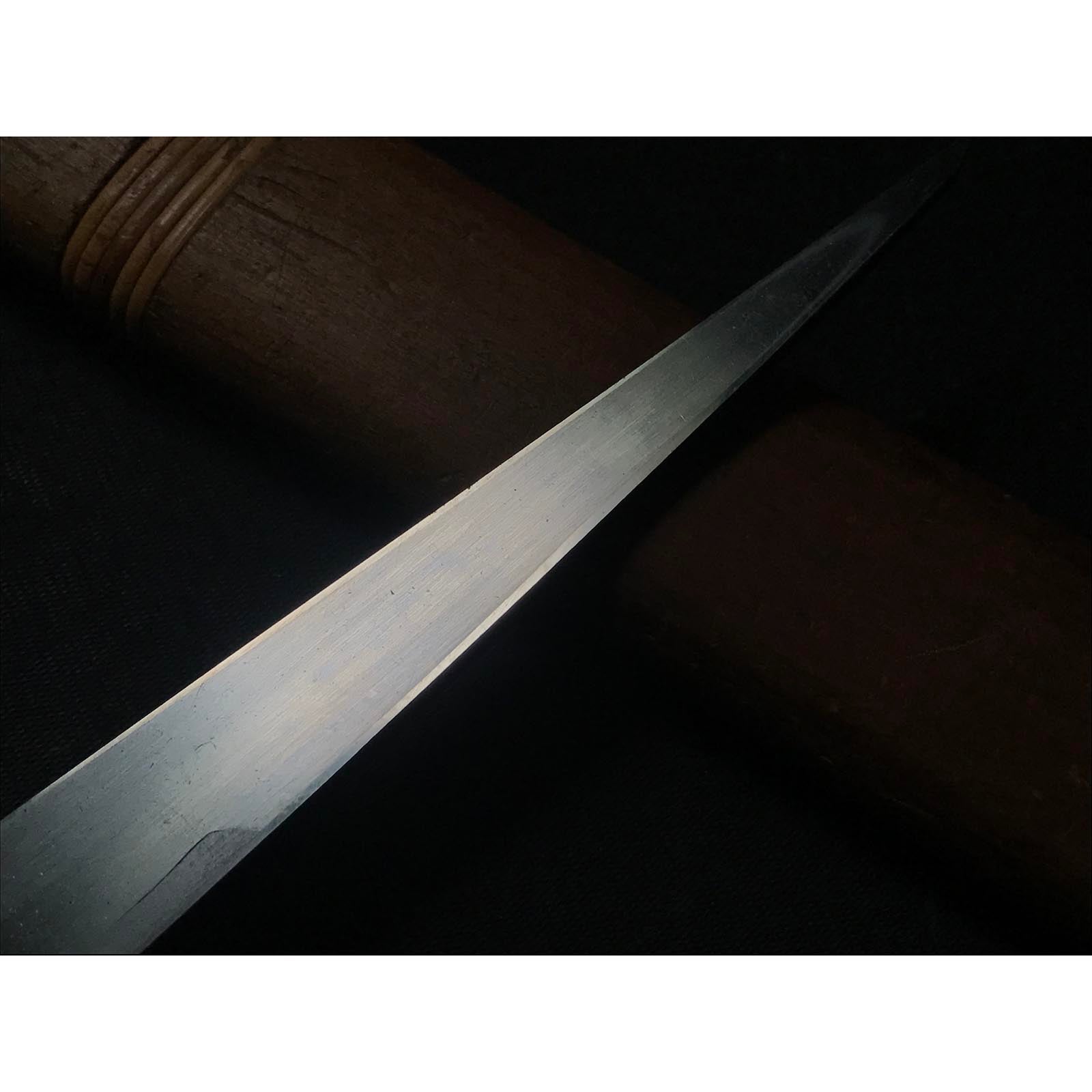 Old stock Iwasaki-shigeyoshi Kuri Kokatana (Carving knife) with white steel 掘出し物 岩崎重義作 繰小刀 右 130mm