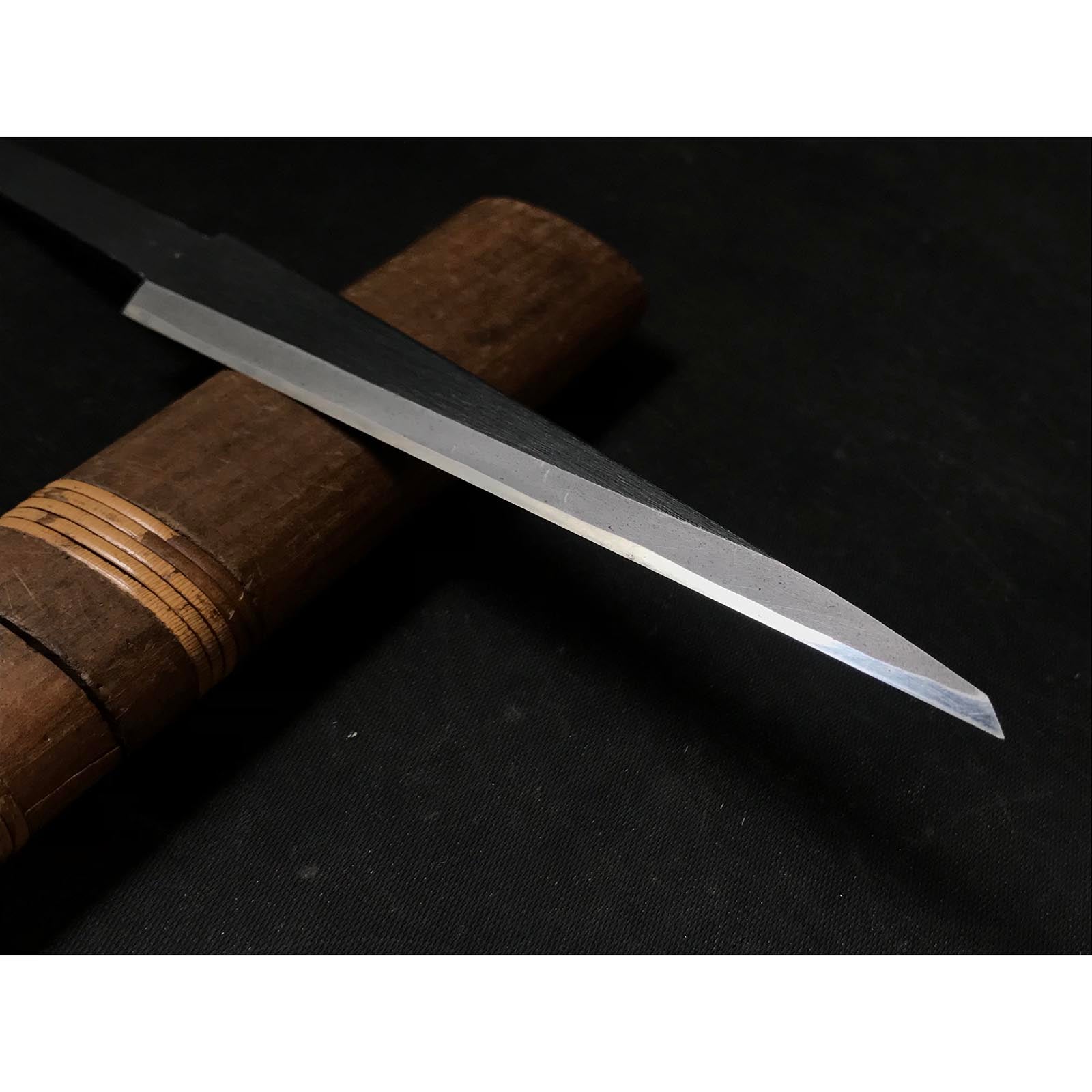 Old stock Iwasaki-shigeyoshi Kuri Kokatana (Carving knife) with white steel 掘出し物 岩崎重義作 繰小刀 右 130mm