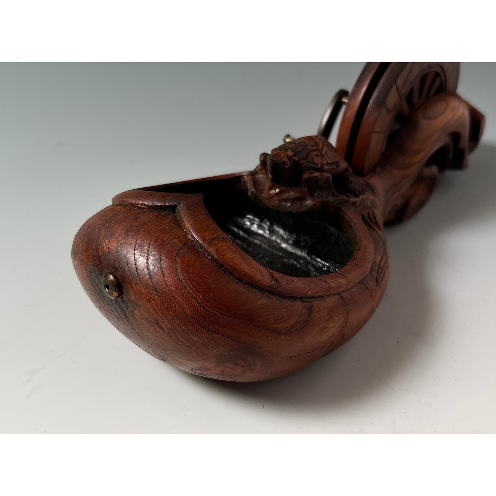 #ST47 Japanese Carpenter Ink Pot Traditional Measuring Tools Sumitsubo by Tsuboe 坪栄作 亀 墨壺 欅 255mm