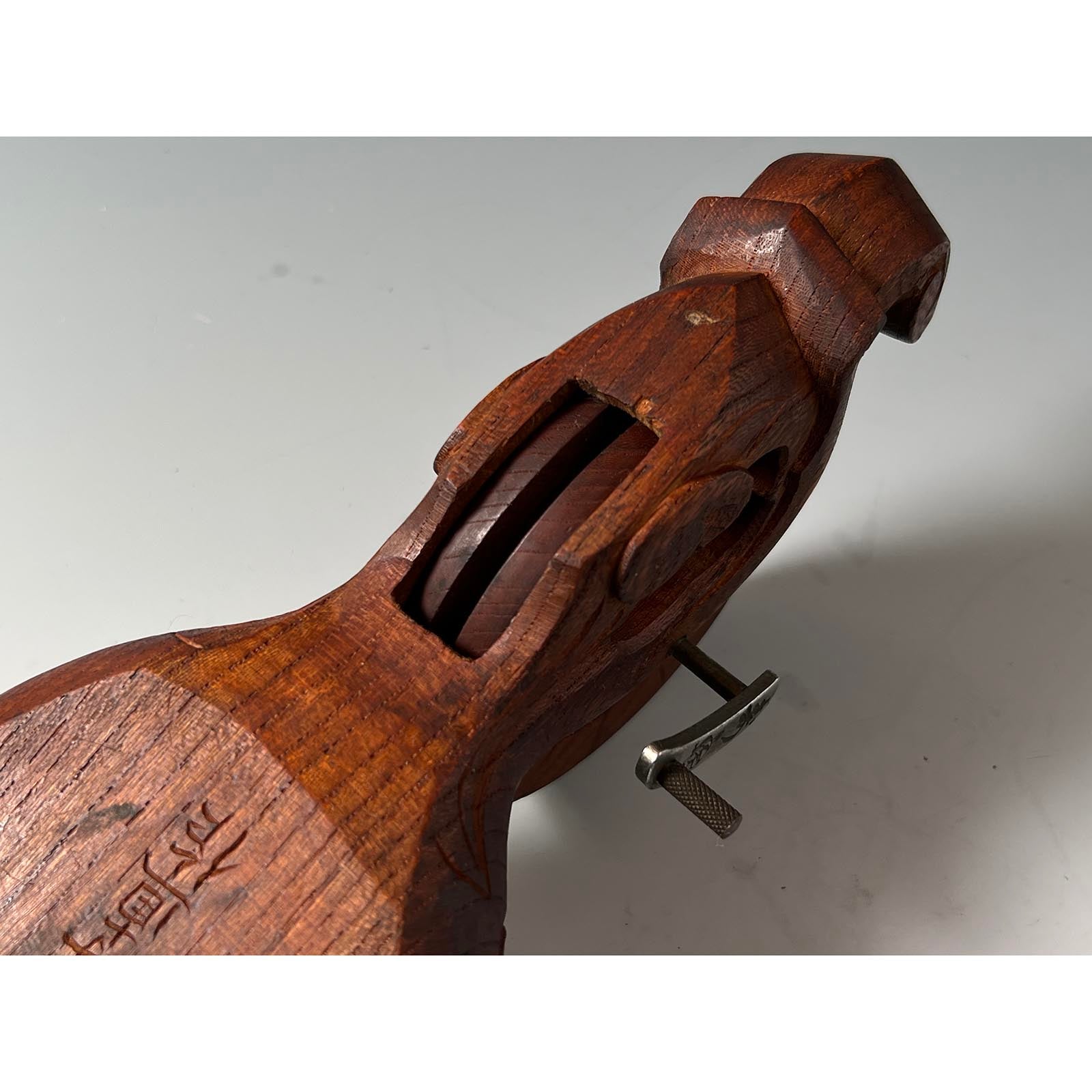 #ST48 Japanese Carpenter Ink Pot Traditional Measuring Tools Sumitsubo by Tsubonao 坪直作 亀 墨壺 欅 255mm