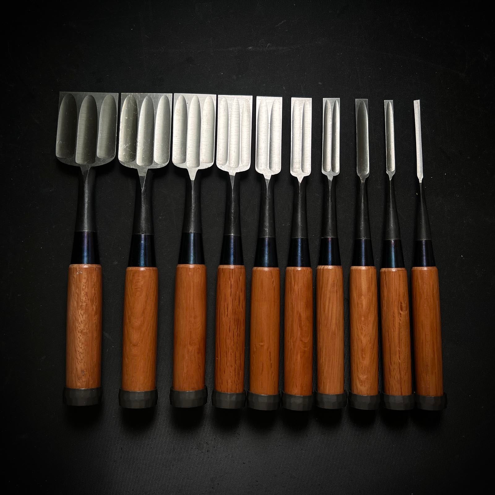 Sukekura Bench chisels set with White steel 助倉 追入組鑿 白紙鋼 三つ裏 Oirenomi