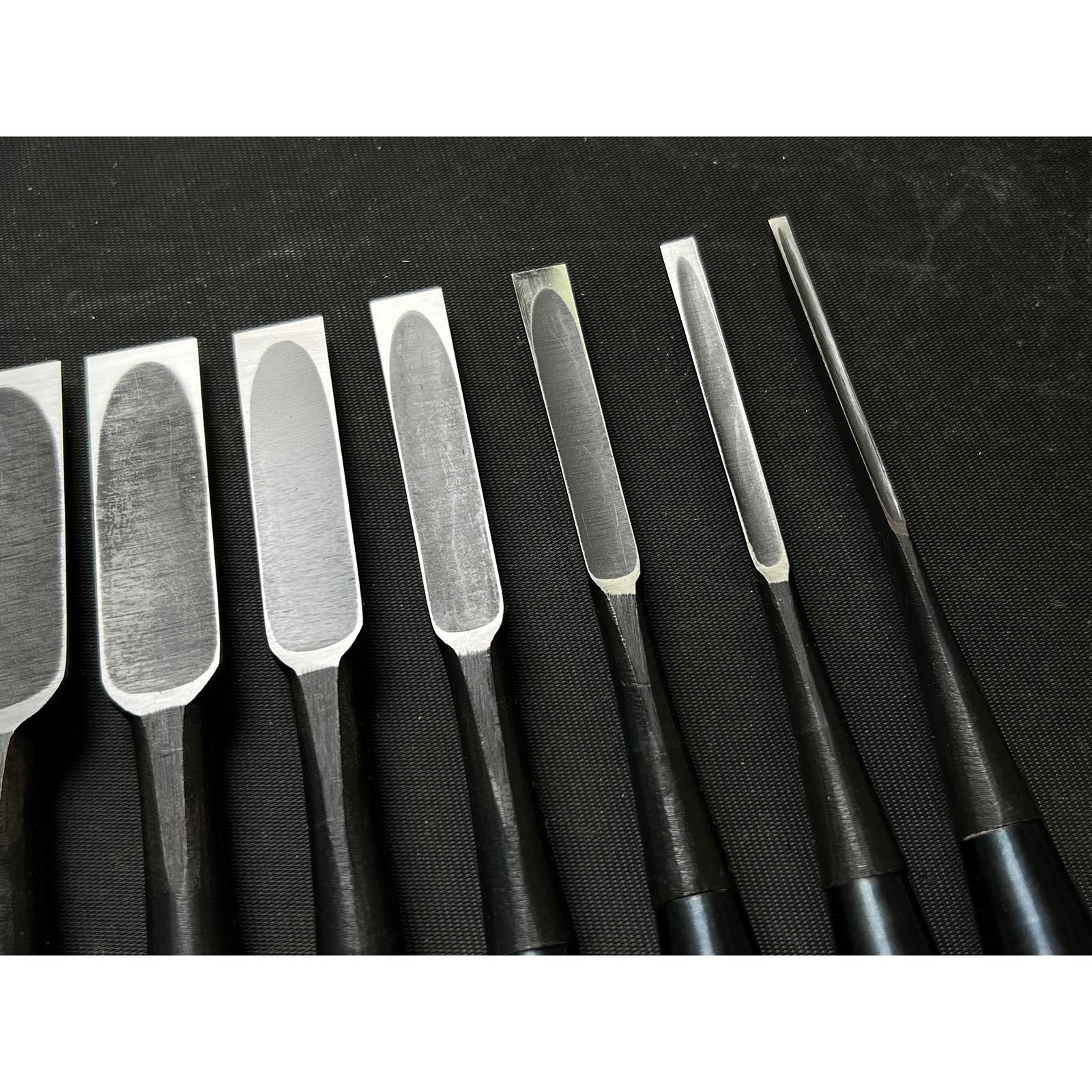 Tasai Fusetsu Bench chisels set (Oirenomi) with wooden box 田斎風雪作 追入組鑿 桐箱付