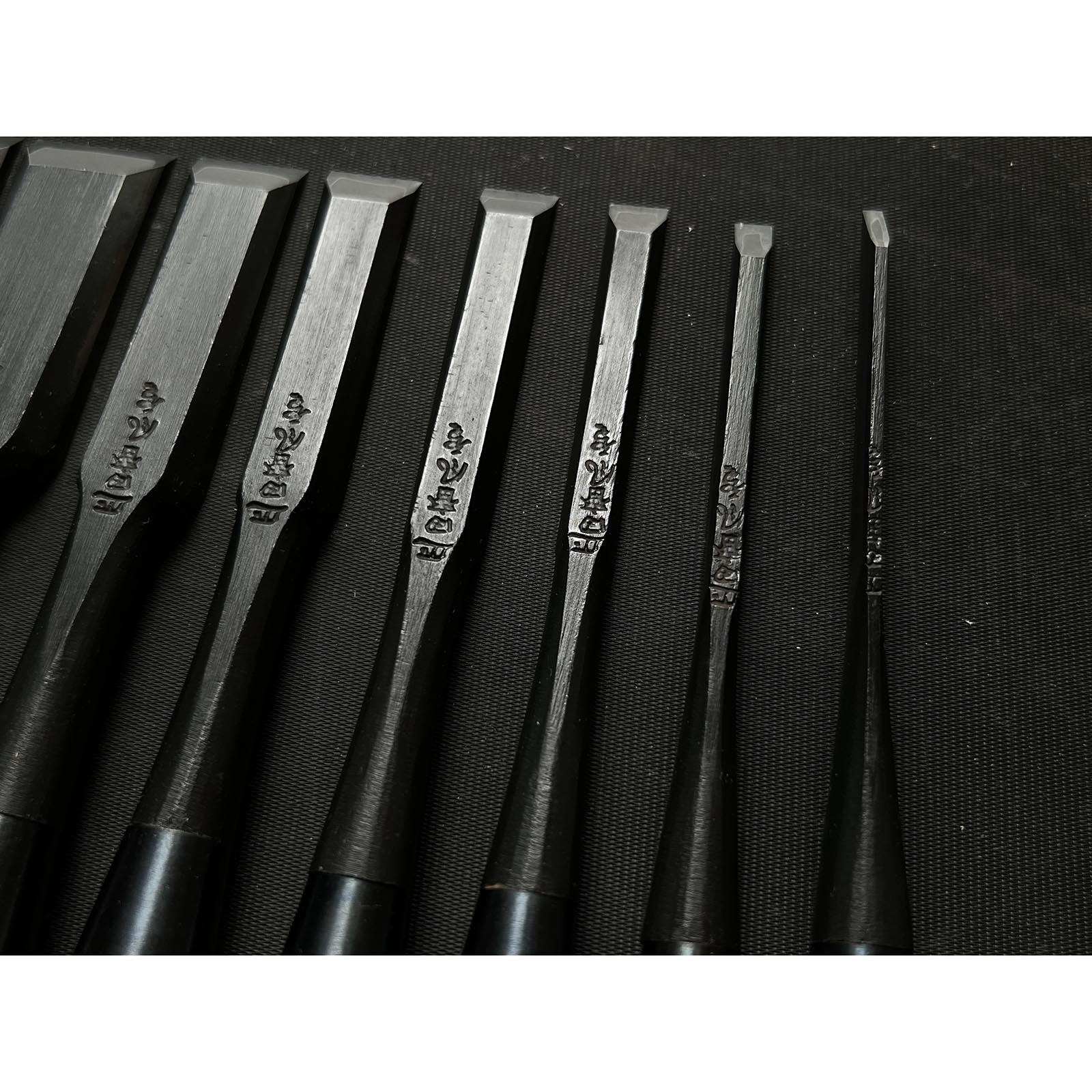 Tasai Fusetsu Bench chisels set (Oirenomi) with wooden box 田斎風雪作 追入組鑿 桐箱付