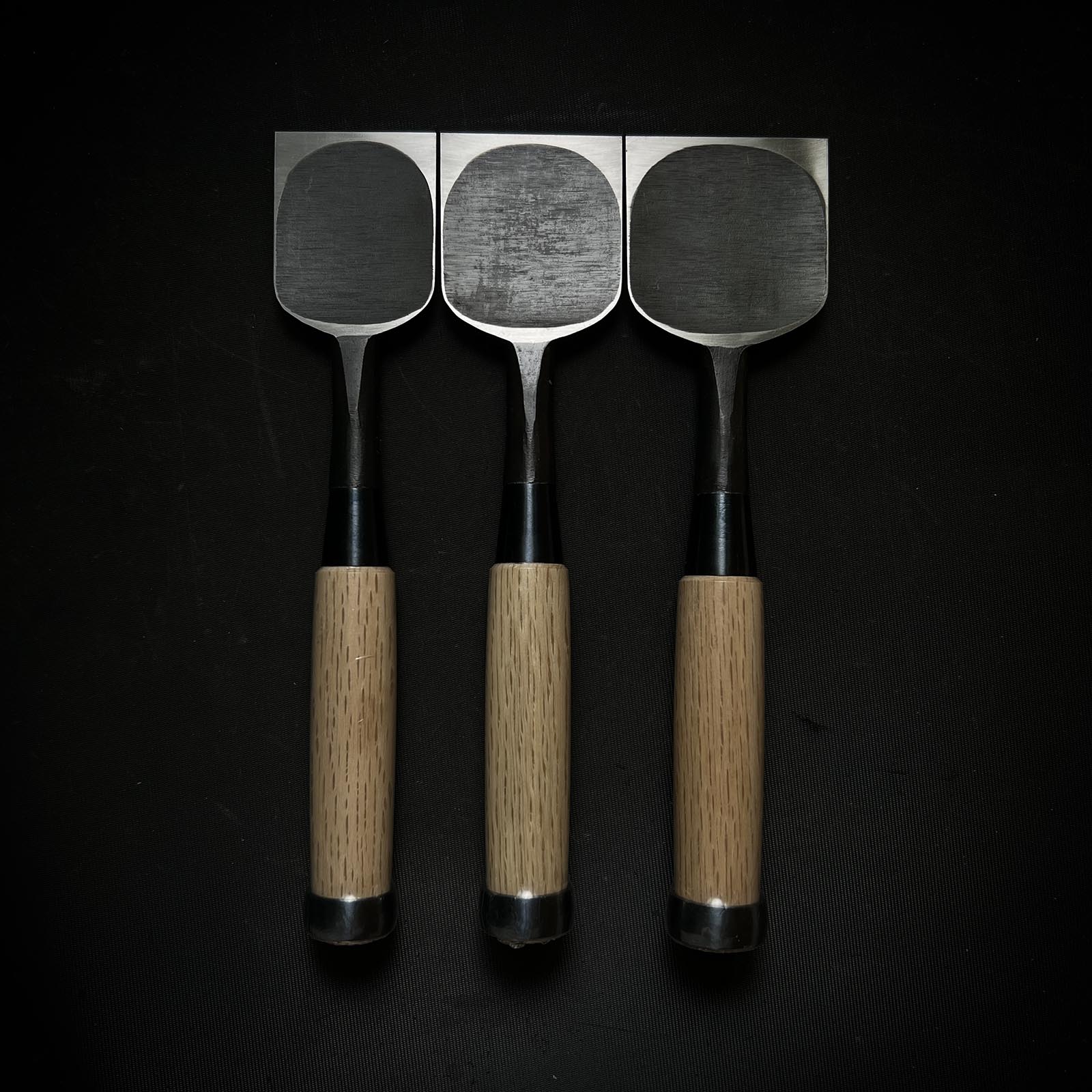 Tasai Fusetsu Bench chisels (Oirenomi) with blue steel 田斎風雪作 黒仕上 追入鑿 48,54,60mm