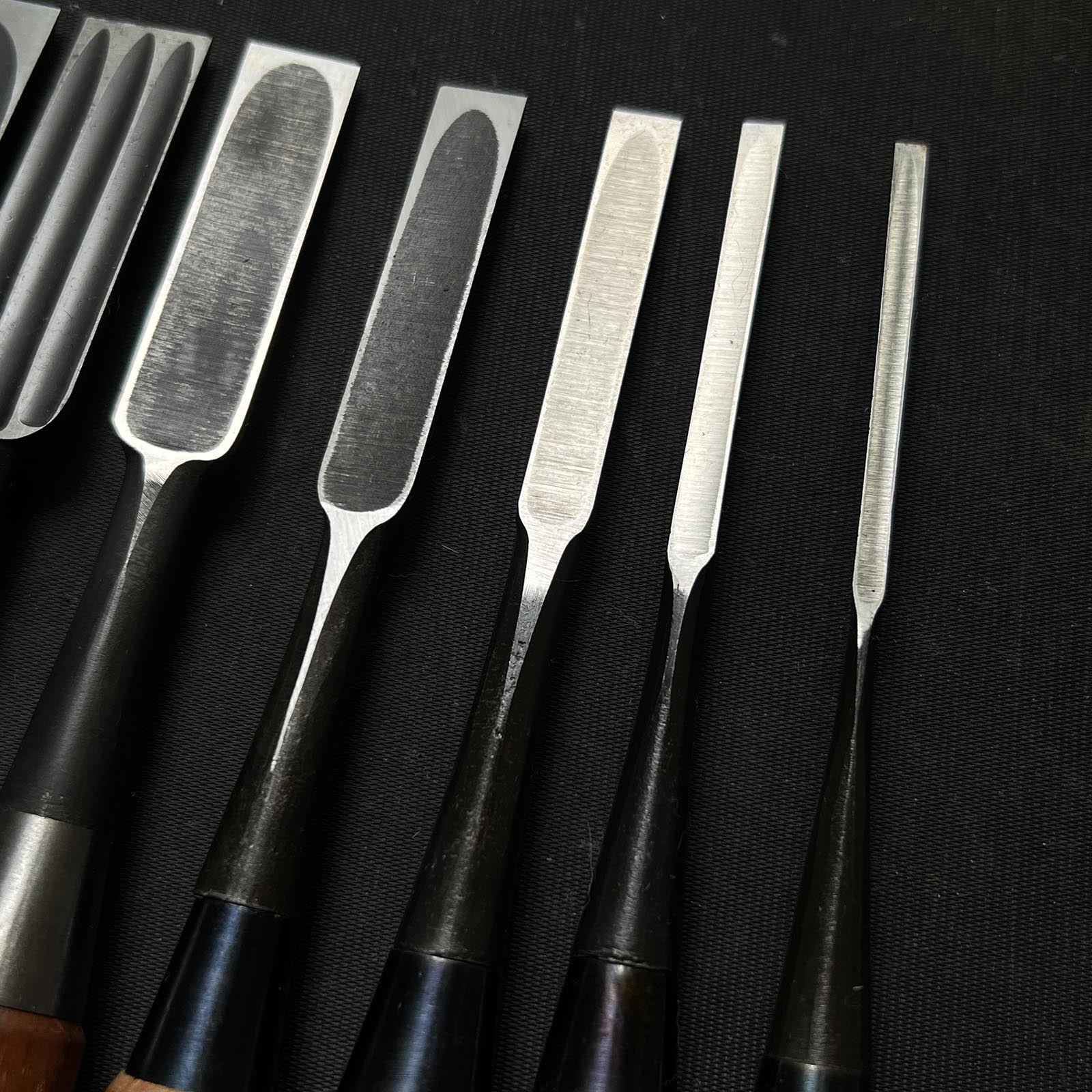 #M129 Mixed set for beginner Bench chisels set by unknown smith バラ鑿合わせ 初心者におすすめ 追入組鑿 作者不明 Oirenomi