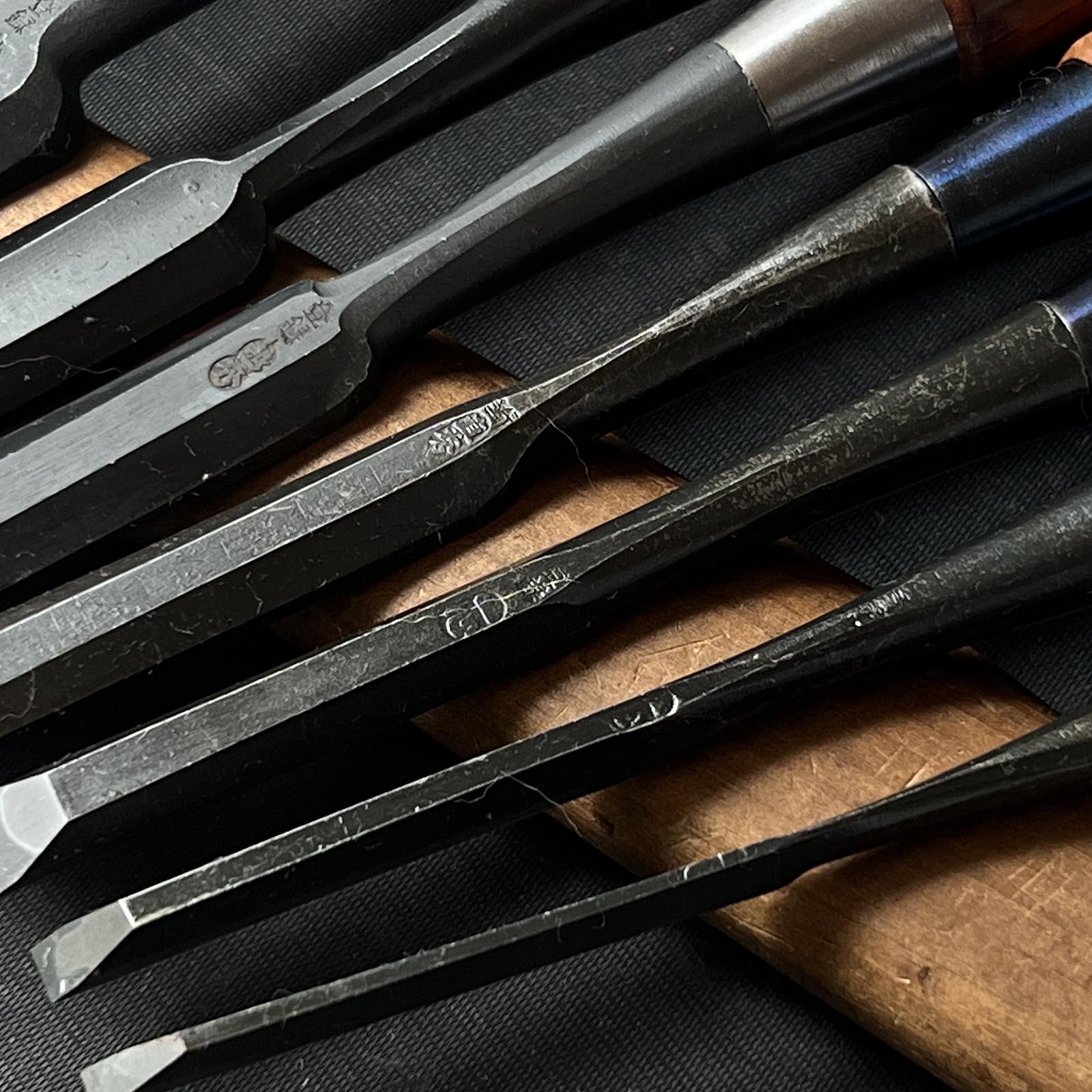 #M129 Mixed set for beginner Bench chisels set by unknown smith バラ鑿合わせ 初心者におすすめ 追入組鑿 作者不明 Oirenomi
