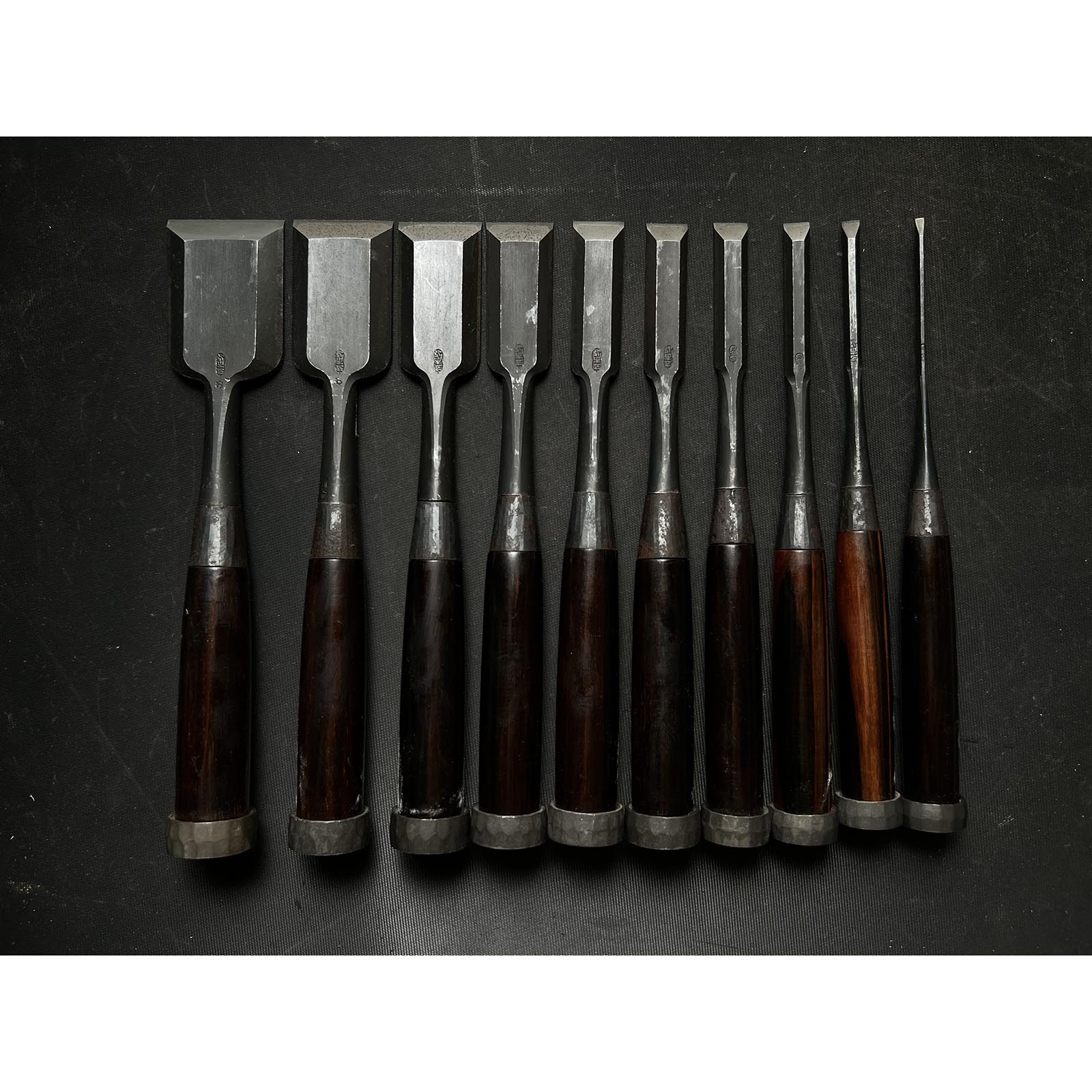 Old stock Hidari Ichihiro Three Generations Bench chisels set 掘出し物 三代目左市弘 山崎正三作 追入組鑿