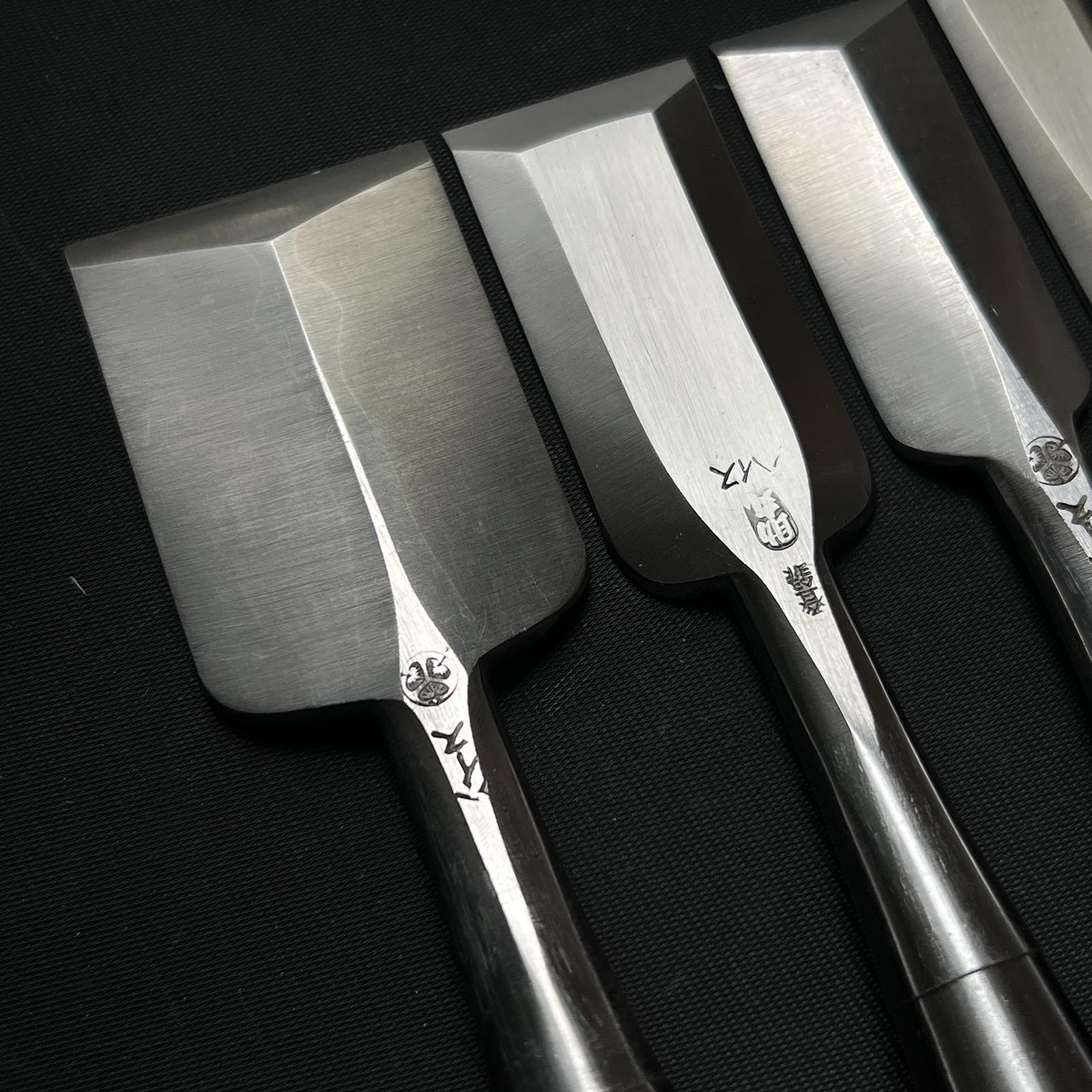 Old stock #M128 Mixed set for beginner Bench chisels set with White steel 掘出し物 バラ鑿合わせ 初心者におすすめ 追入鑿5本組 Oirenomi