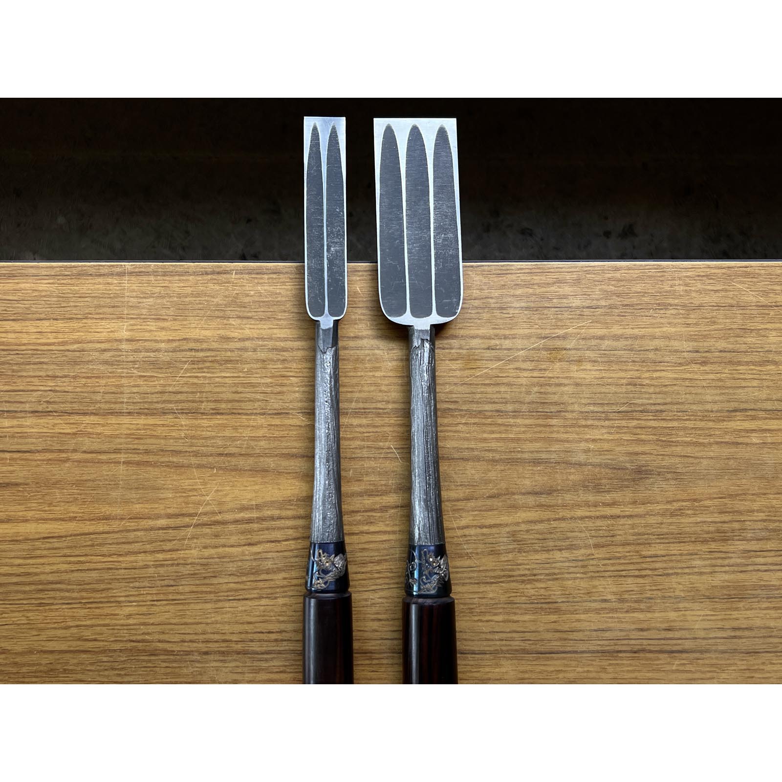 Ouchi Slick Chisels set (Ootsuki-nomi, Hontsuki-Nomi) by Ouchi 4th generation 四代目大内俊明作 宗家大内 本突き組鑿 48,24mm