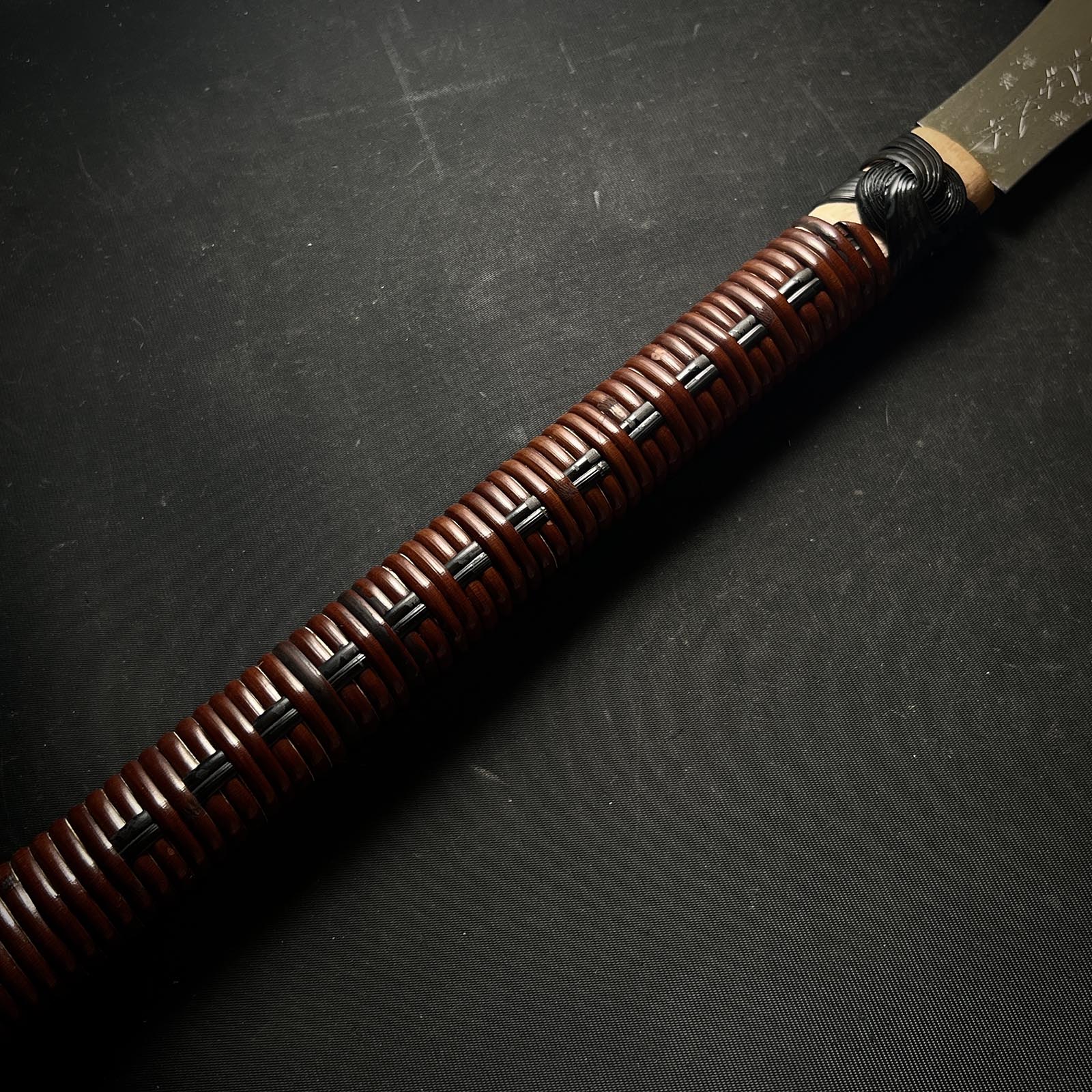 #R7 Ready to use! Old stock Double Edge (Ryoba) Saw with Eddy Type Handles set by Kurashige 直ぐ使い 倉重栄助氏目立 渦巻き柄 両刃鋸 300mm