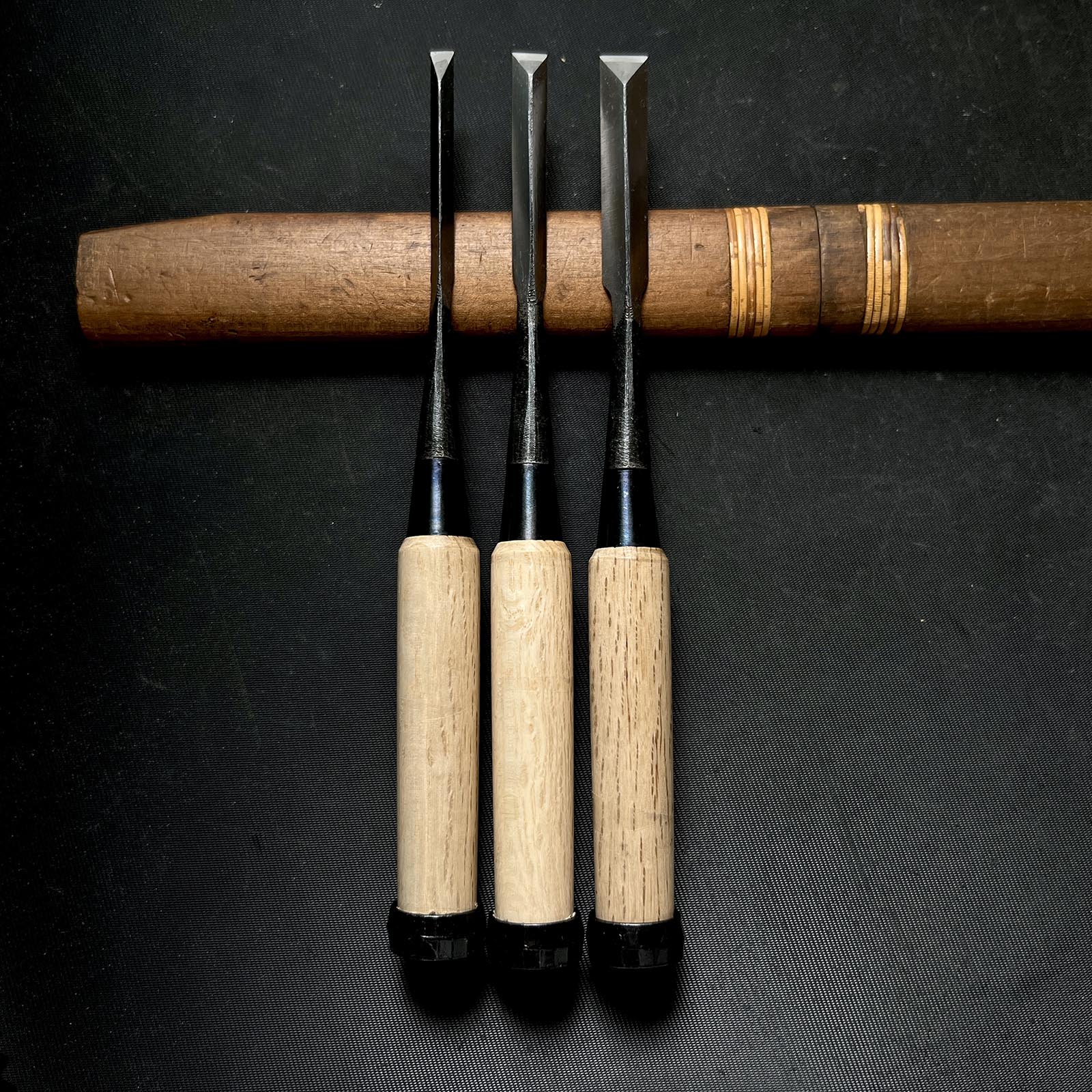 Kanetake Dovetail chisels by Takahashi Norikazu 高橋典三作 カネ武 追入鎬鑿 Shinogi-nomi 12,9,6mm