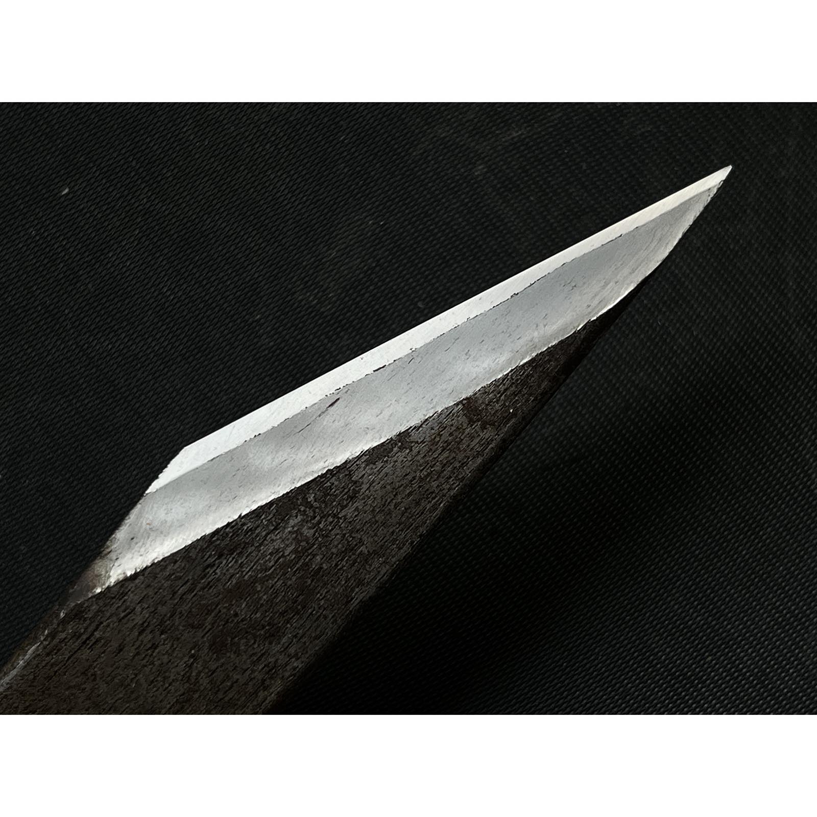 Moce-Hirotsugu Mokume Right hand Kiridashi by Sozen 莫測 廣貢 素全作 黒木目造 切出し小刀 右 24mm