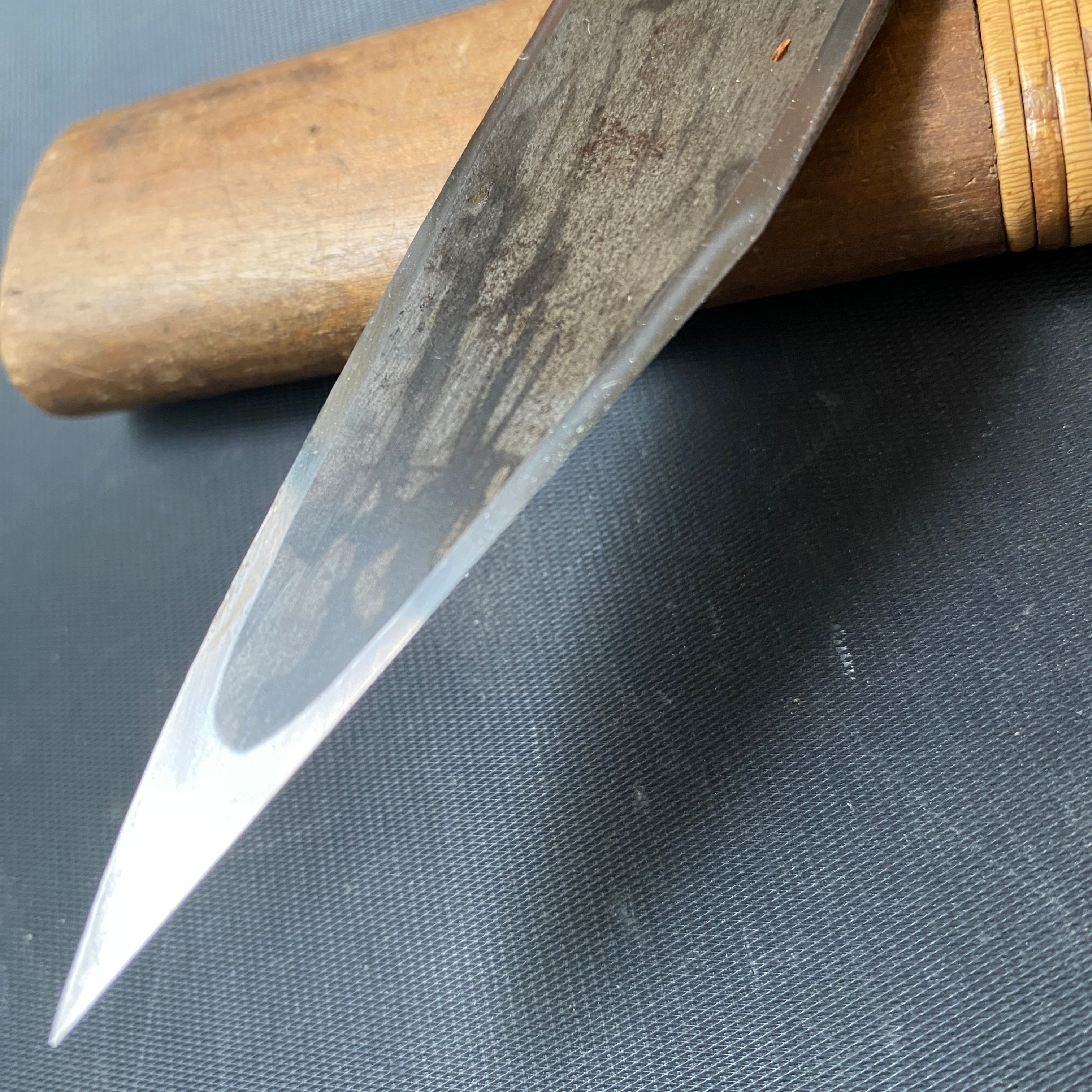 Old stock Fujiwara Yoshiaki Kiridashi Kokatana Bird(kanoto tori) 掘出し物 藤原良明作 加藤清志氏 辛酉 切出小刀 右 21mm