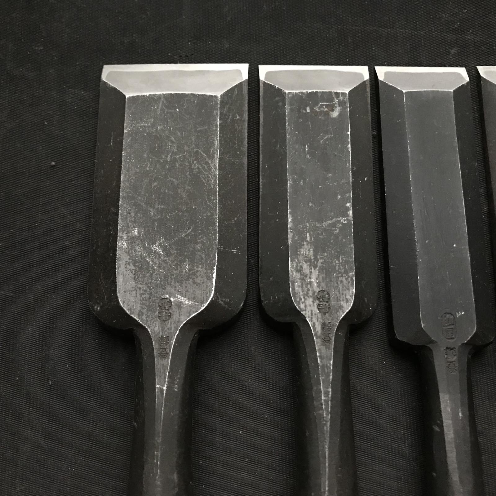 Old stock #4 Mixed set for beginner Timber chisels set with White steel 掘出し物 バラ鑿合わせ 初心者におすすめ 叩鑿5本組 Tatakinomi