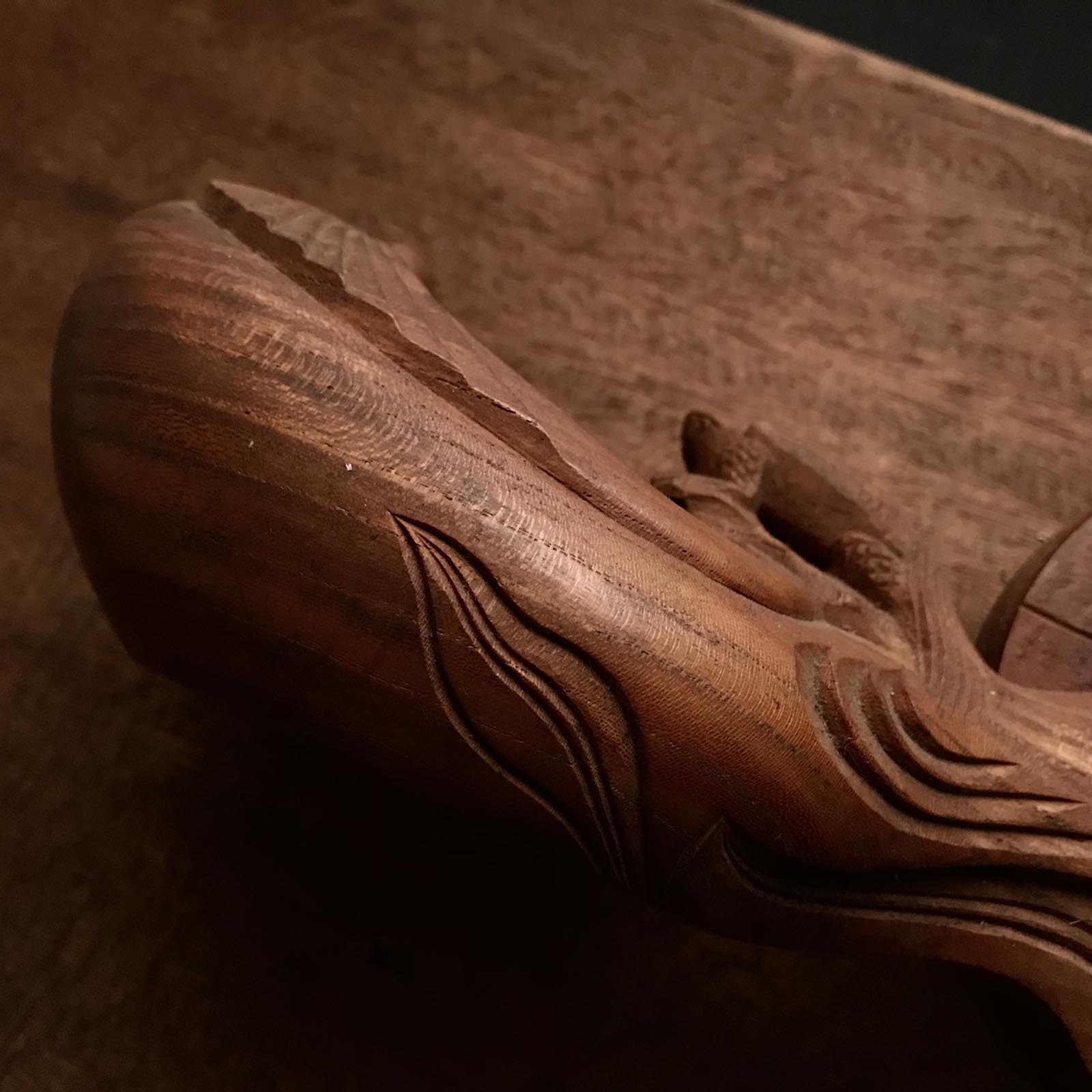 #ST38 Japanese Carpenter Ink Pot Traditional Measuring Tools Sumitsubo by Tsuboaki 坪昭作 墨壺 欅 270mm