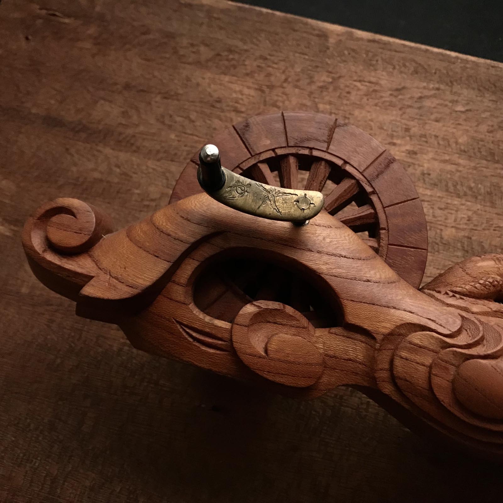 #ST38 Japanese Carpenter Ink Pot Traditional Measuring Tools Sumitsubo by Tsuboaki 坪昭作 墨壺 欅 270mm