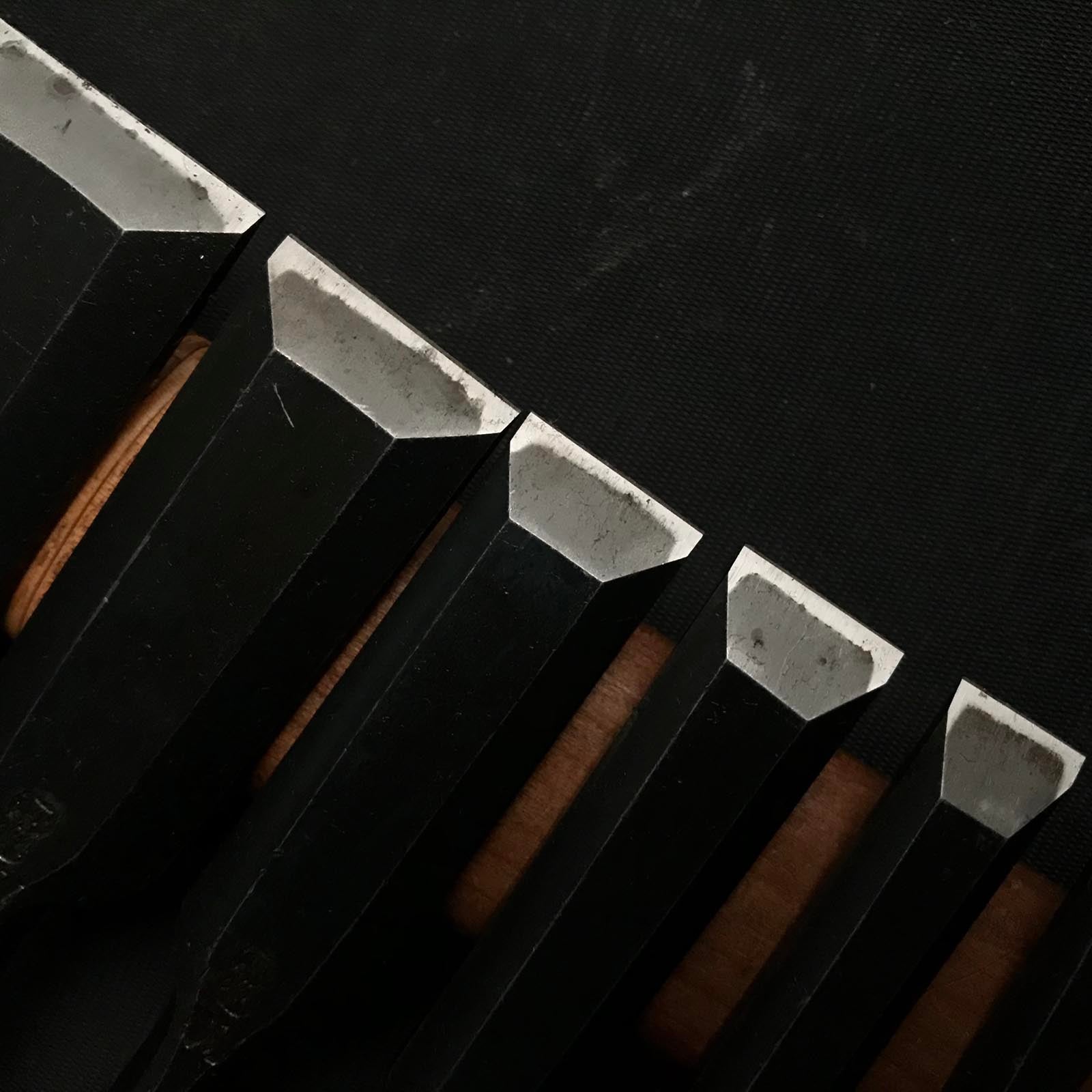 旧正道 卓上鑿セット つげ柄付き 掘り出し物 誠道 黄楊柄 追入10本組鑿 おいれのみ