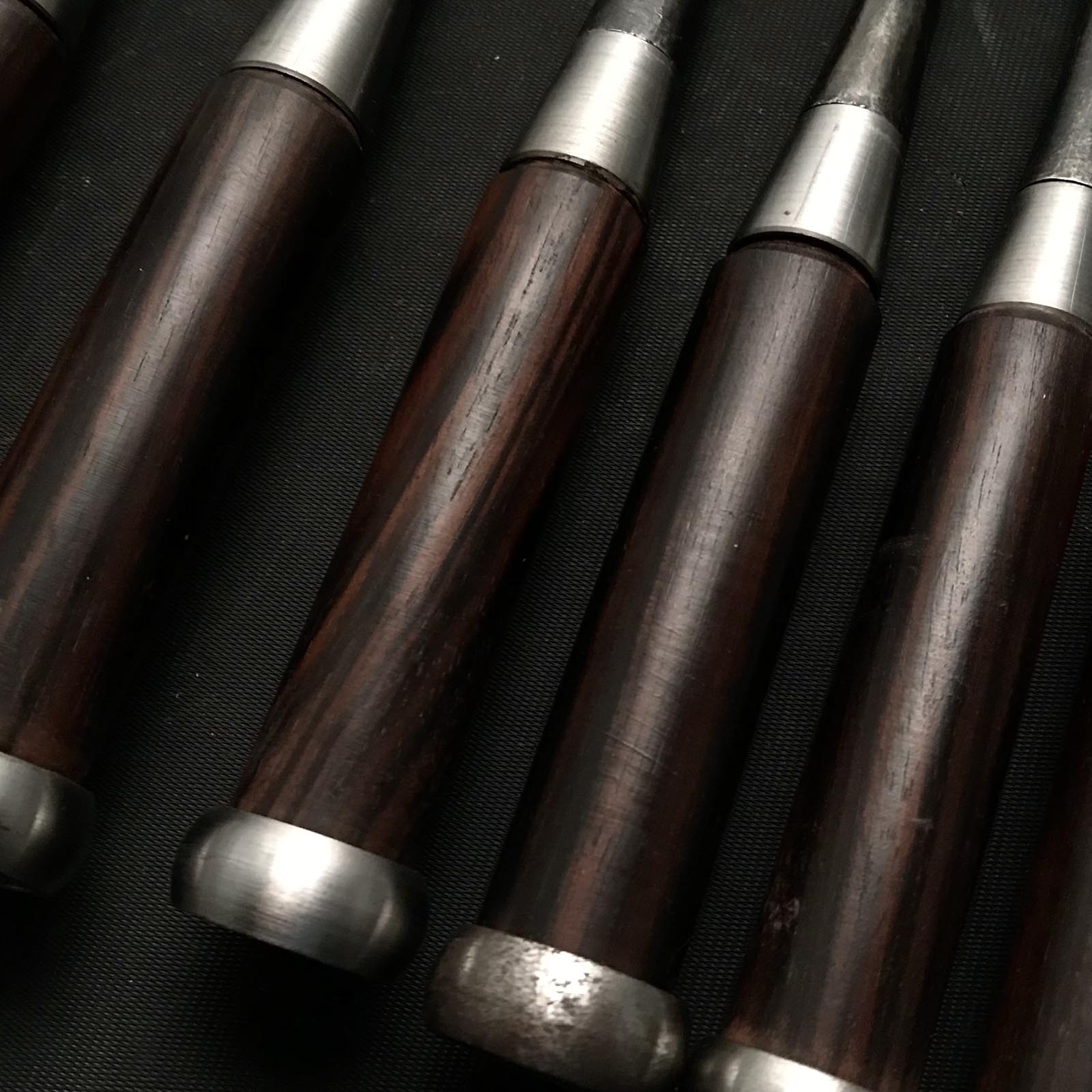Old stock Mitsuhiro Bench chisels set  掘出し物 光弘 黒檀柄 追入10本組鑿 Oirenomi
