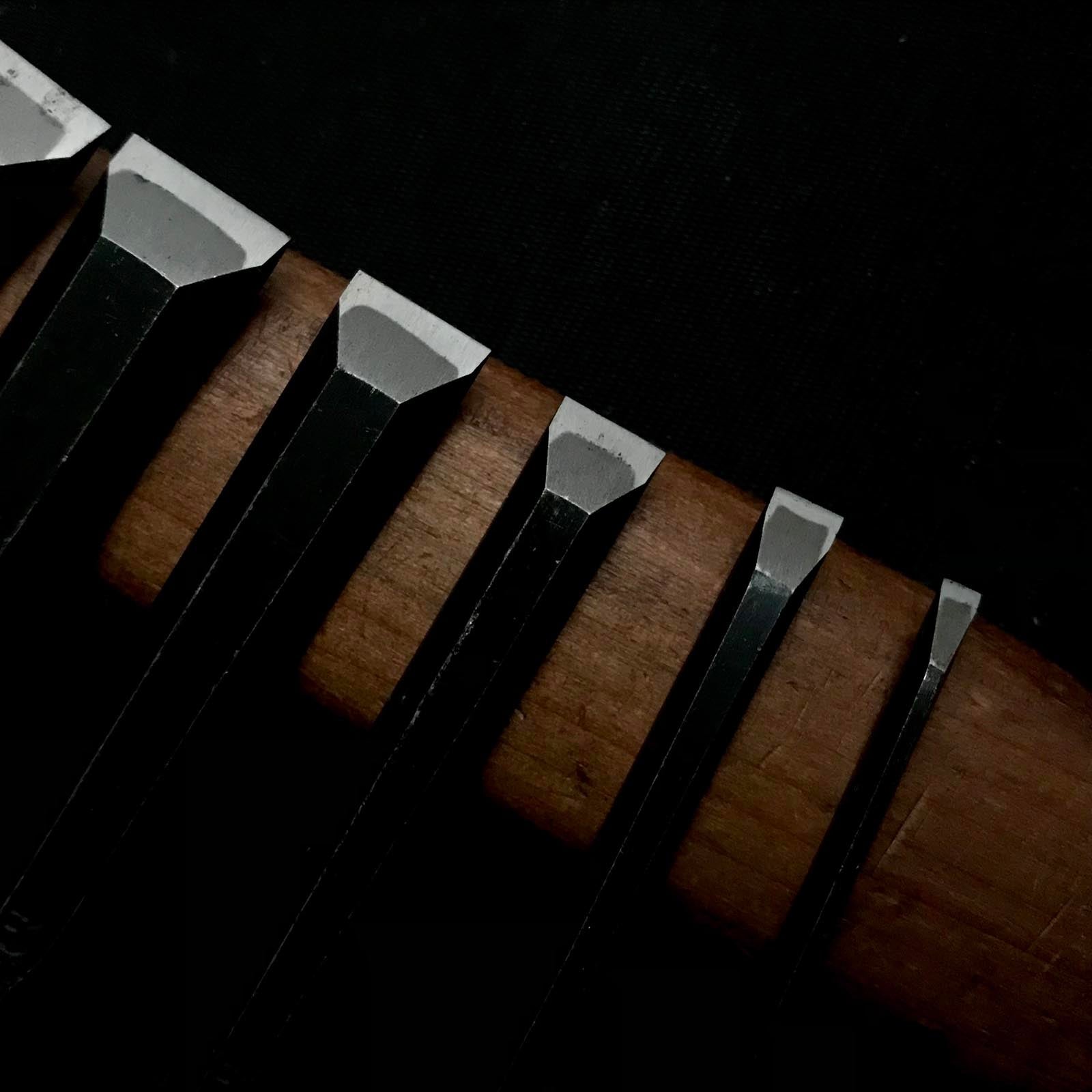 Old stock Mitsuhiro Bench chisels set  掘出し物 光弘 黒檀柄 追入10本組鑿 Oirenomi