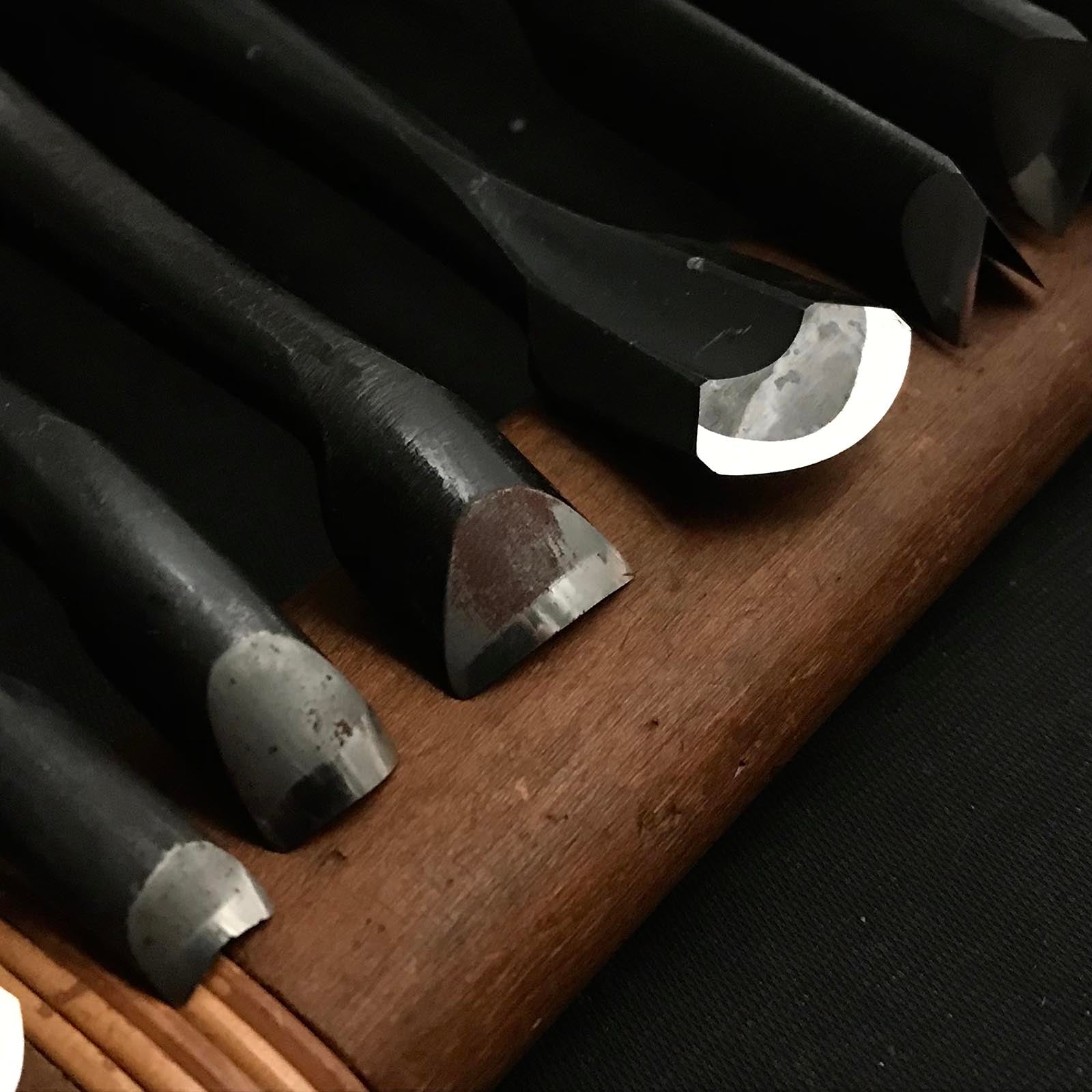 Old stock #1 Masamichi Carving chisels set 掘出し物 正道 彫刻組鑿 10本