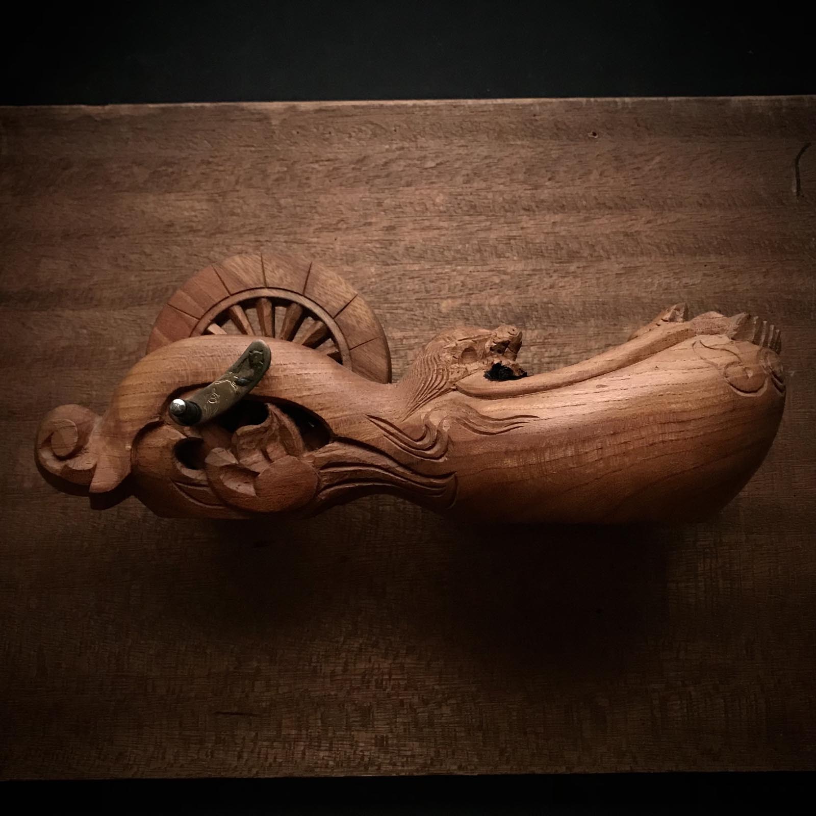 #ST39 Japanese Carpenter Ink Pot Traditional Measuring Tools Sumitsubo by Tsubotoshi 坪俊作 墨壺 欅 270mm