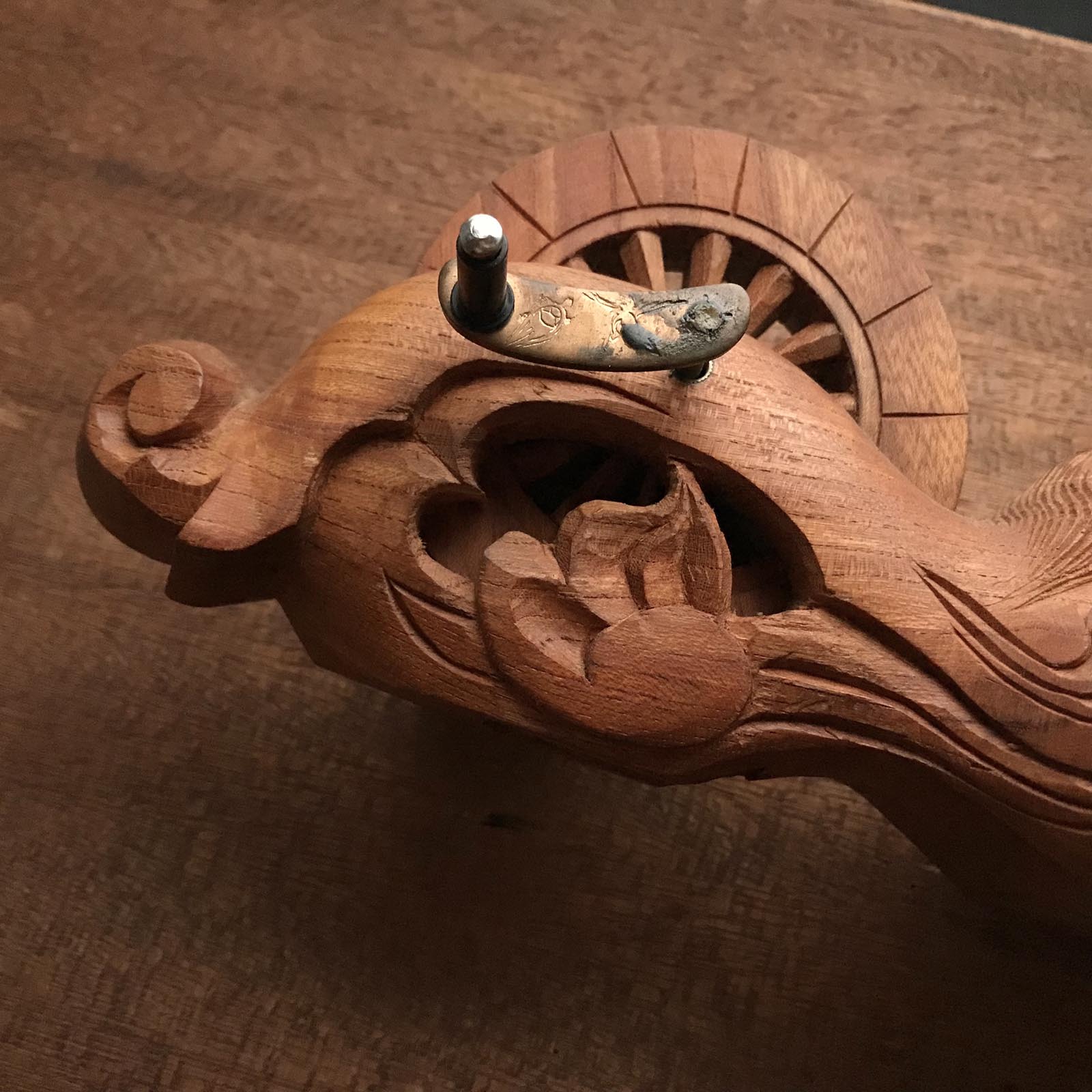 #ST39 Japanese Carpenter Ink Pot Traditional Measuring Tools Sumitsubo by Tsubotoshi 坪俊作 墨壺 欅 270mm