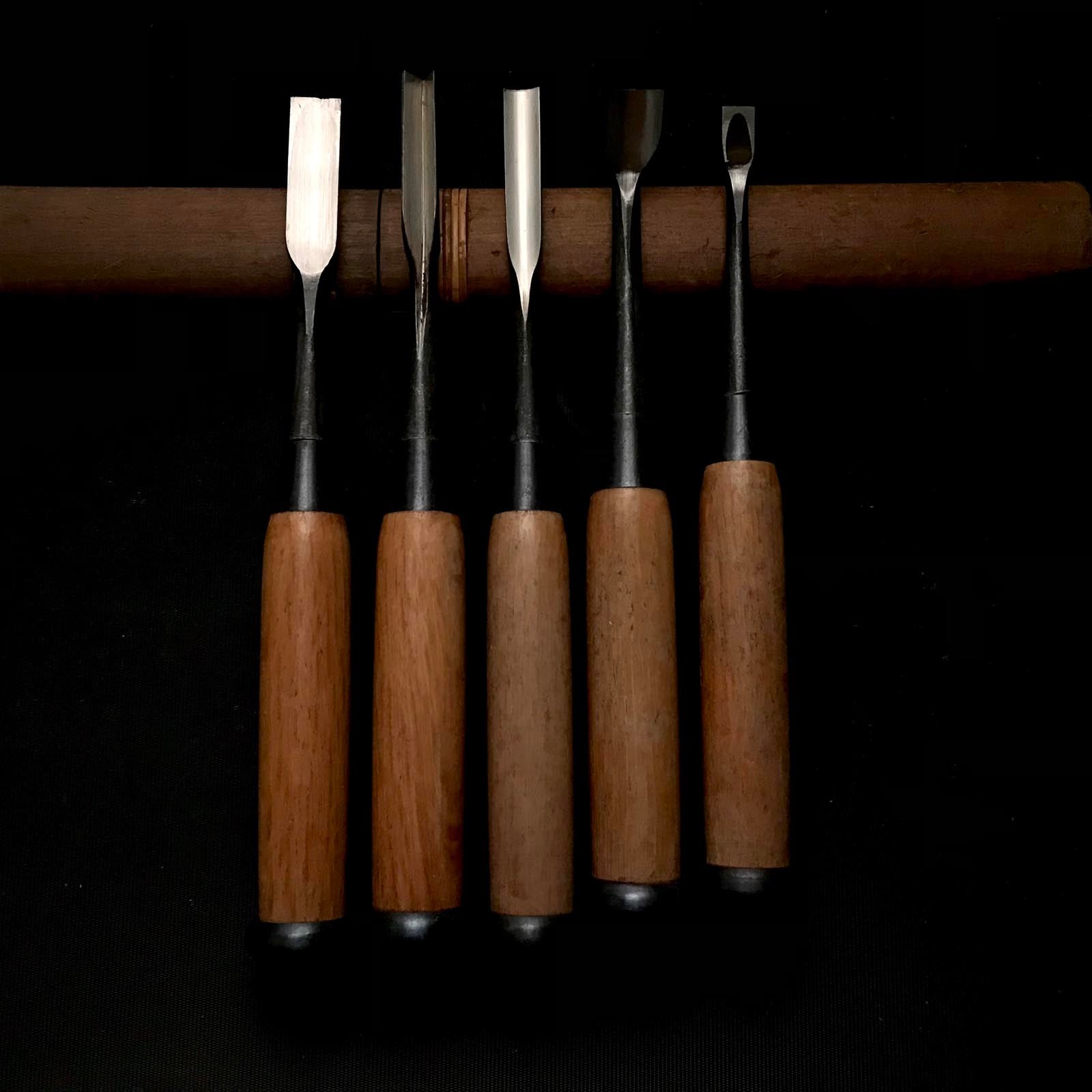 旧在庫 青鋼彫刻ノミセット 掘り出し物 彫刻組鑿 5本