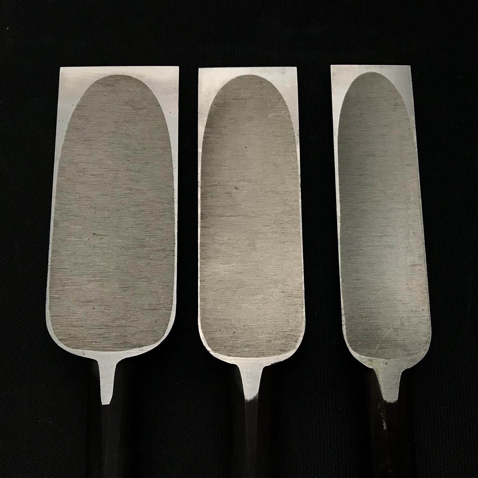 Old stock Tasai timber chisels with blue steel 掘出し物 田斎作 叩鑿 36mm 30mm 24mm