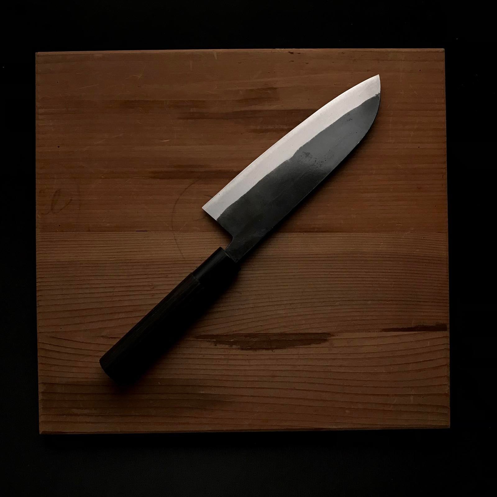 Ichikansai Santoku Bocho with white steel 一貫斎 三徳包丁 白紙付 165mm