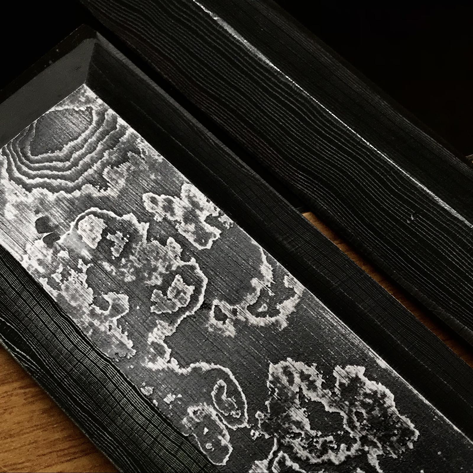 Sukemasa (Third generation) Suminagashi Slick chisels set 三代目助正作 墨流し 本突組鑿 Hon-tsukinomi