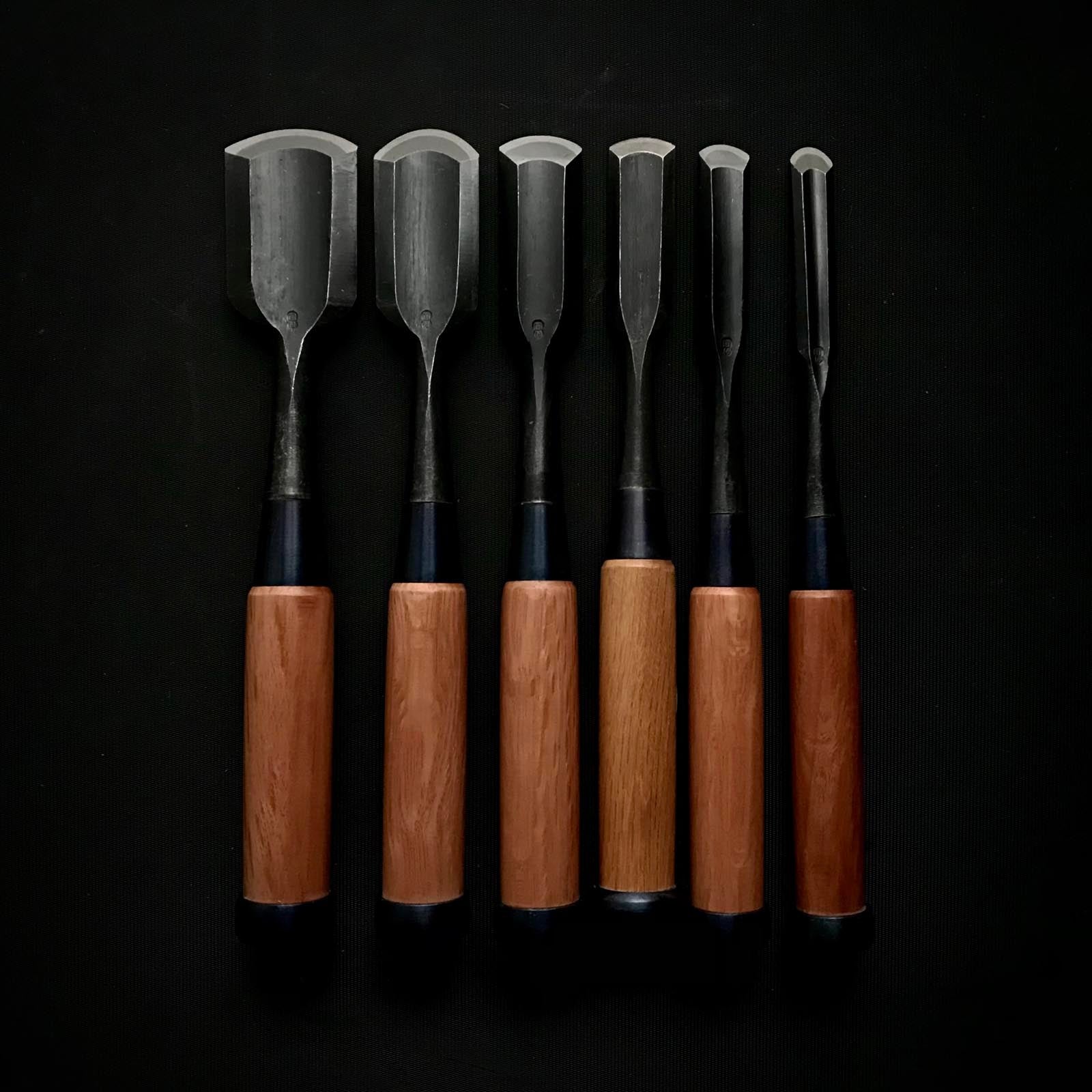 #12 旧蔵 外丸ノミセット 白鋼 掘り出し物 外丸組鑿 6本組 外丸ノミ