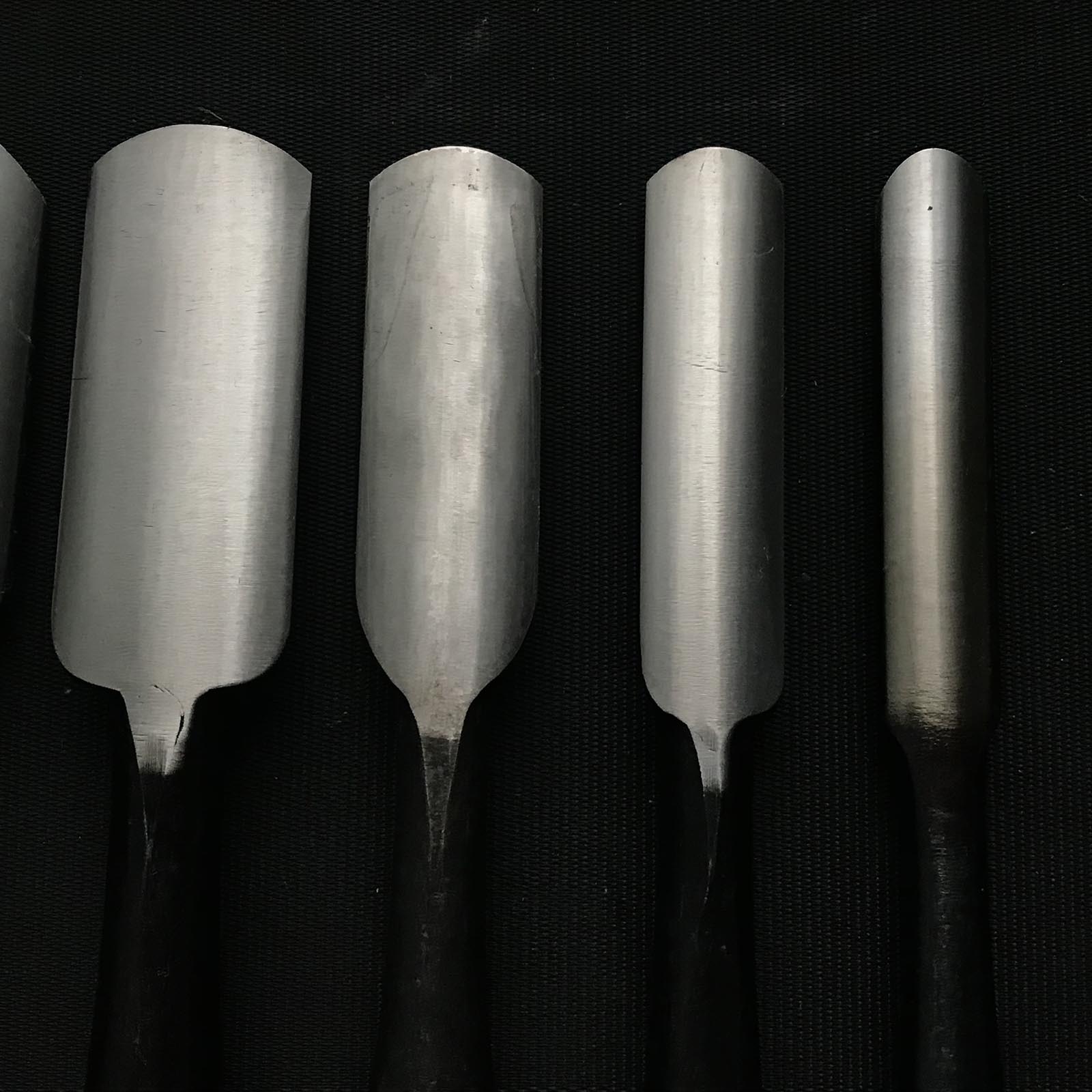 #12 Old stock Soto maru chisels set with white steel 掘出し物 外丸組鑿 6本組 Sotomarunomi