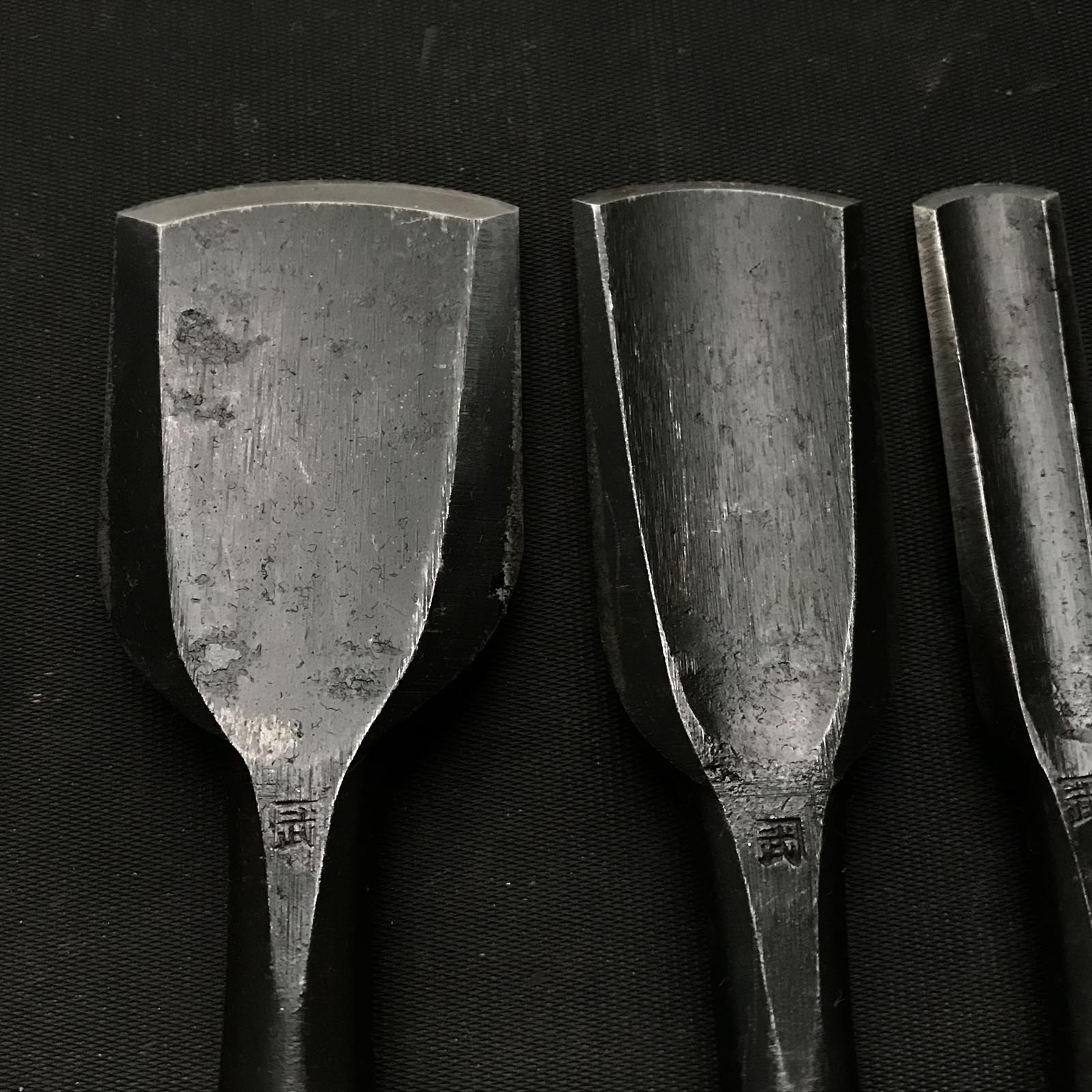 Old stock Kanetake Early works Sotomaru chisels by Takahashi Norikazu 掘出し物 高橋典三作 早期作品 カネ武 外丸鑿 白紙鋼