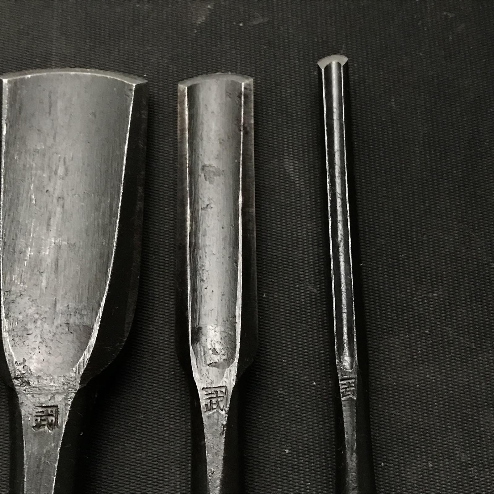 Old stock Kanetake Early works Sotomaru chisels by Takahashi Norikazu 掘出し物 高橋典三作 早期作品 カネ武 外丸鑿 白紙鋼