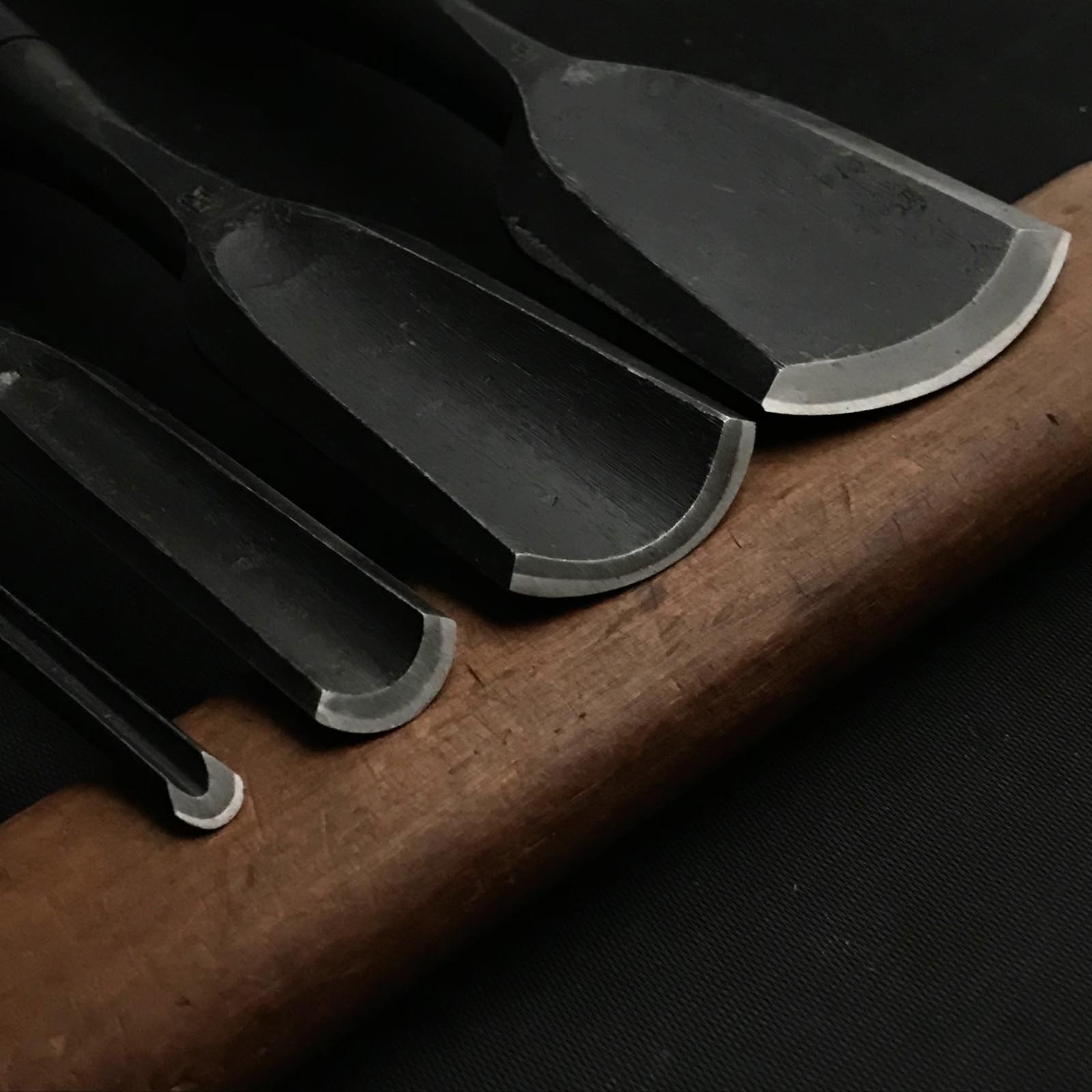 Old stock Kanetake Early works Sotomaru chisels by Takahashi Norikazu 掘出し物 高橋典三作 早期作品 カネ武 外丸鑿 白紙鋼