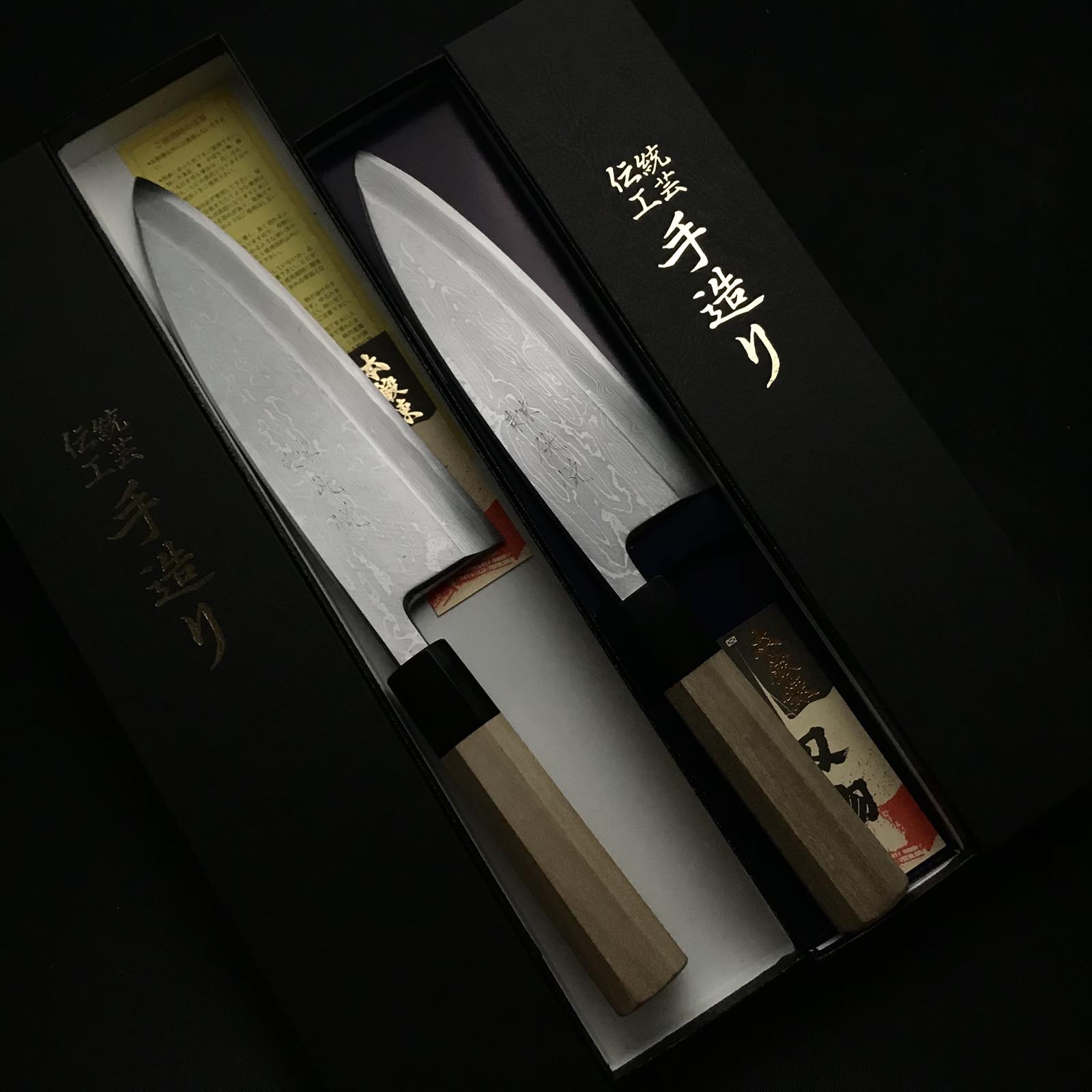 Kouetsu Damascus Finish Deba Bocho 侊悦 青紙鋼 墨流し 出刃包丁 180,195mm