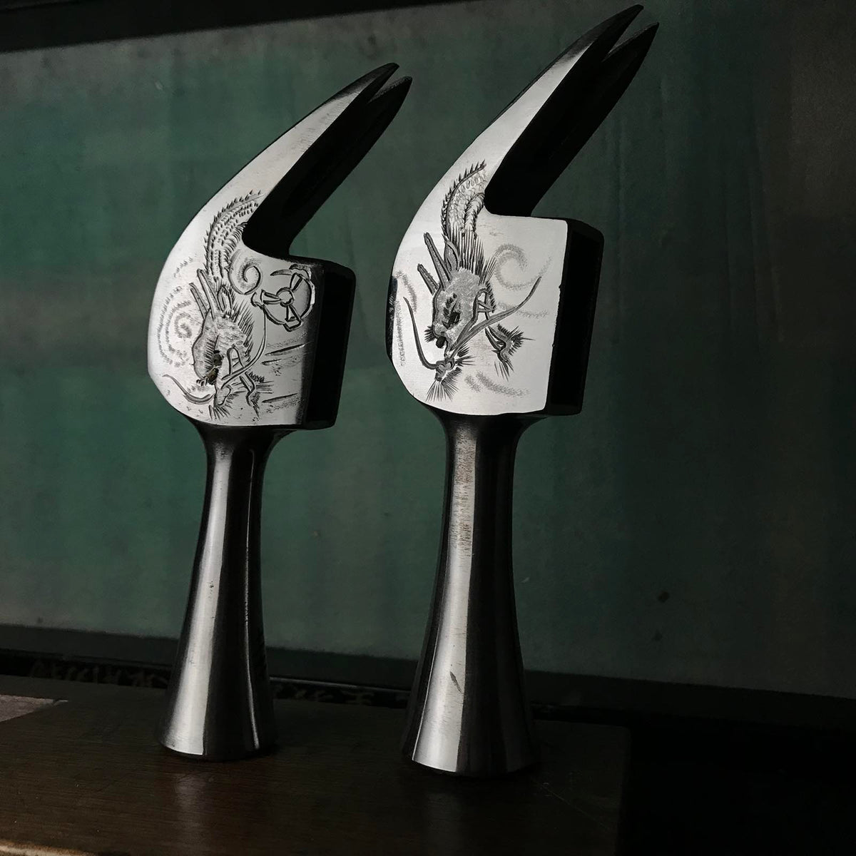 Old stock Kariwaku Stainless steel Hammers with dragon carving 