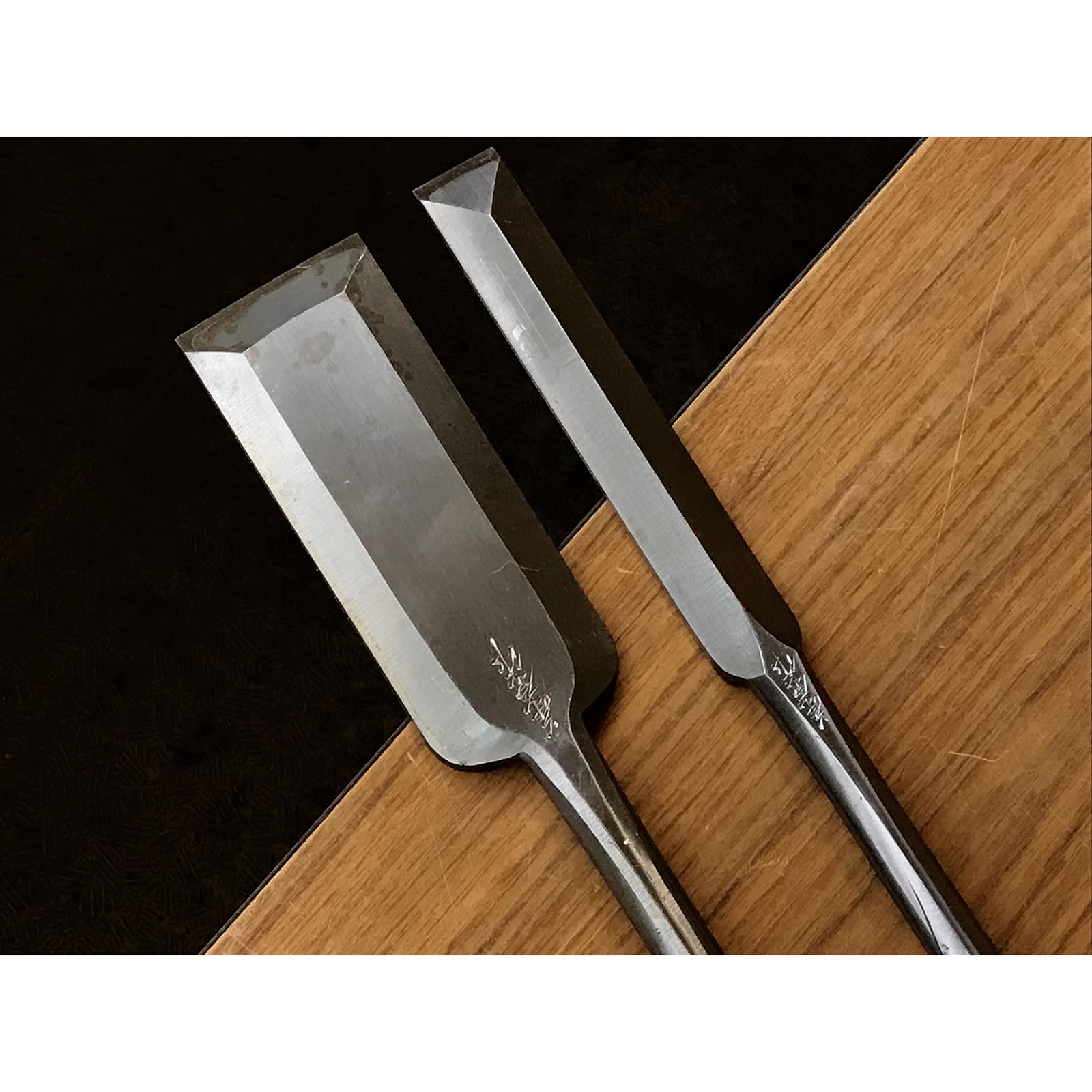 Old stock Kanemitsu Special made Slick Chisels set 掘出し物 兼光特製 龍虎彫 本突き組鑿 54,24mm Ootsuki-nomi, Hontsuki-Nomi #2