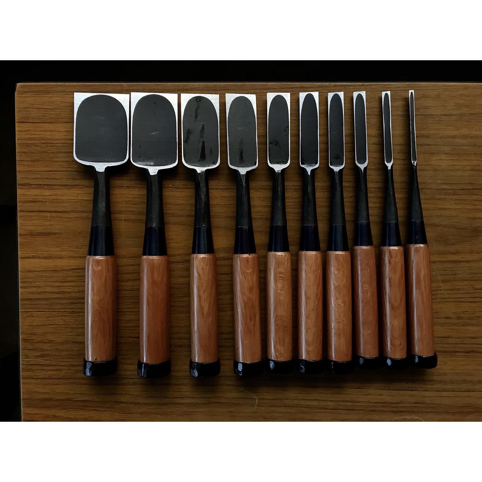 Sukemaru Dovetail chisels set by Usui Yoshio 四代助丸 碓氷淑郎 鎬追入組鑿 Shinoginomi Umekinomi