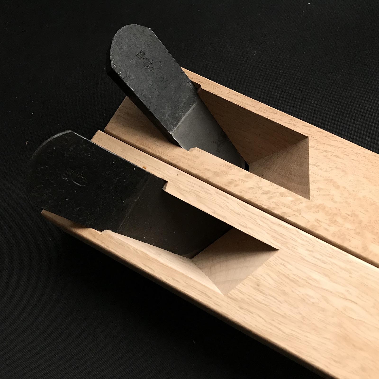 Old stock Kuniaki Rabbet Plane with Blue steel right and left 掘り出し物 国明 際鉋 青紙鋼 左右 36mm