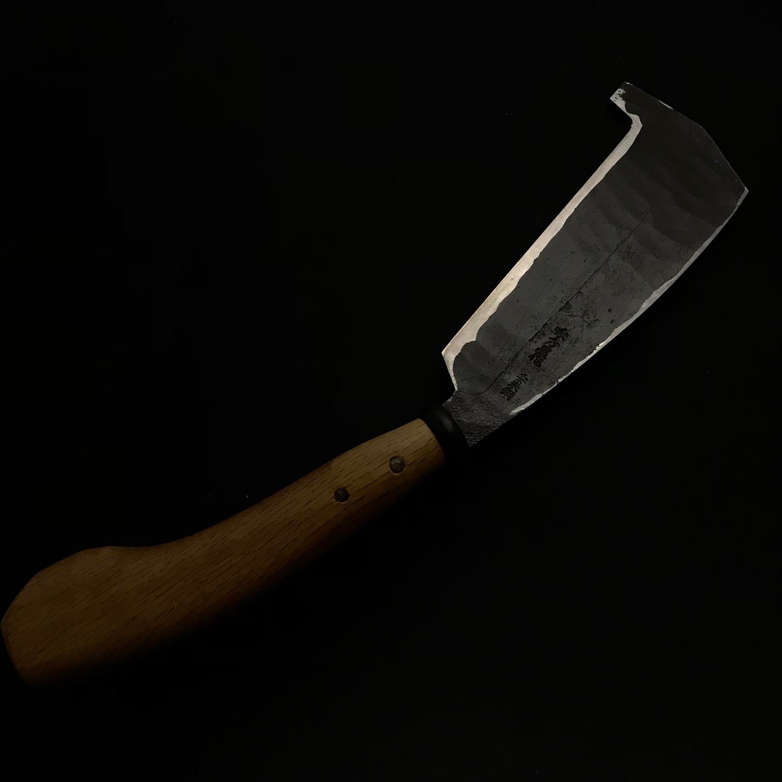 Old stock Ajikataya Single edged Ishitsuki Nata by HinoUra Tsukasa Right hand 味方屋作 石付き鉈 片刃 右 180mm